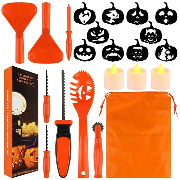 Buy HANSGO Pumpkin Carving Kit for Kids, 22PCS Easy Halloween Pumpkin Carving Tools Set with LED
