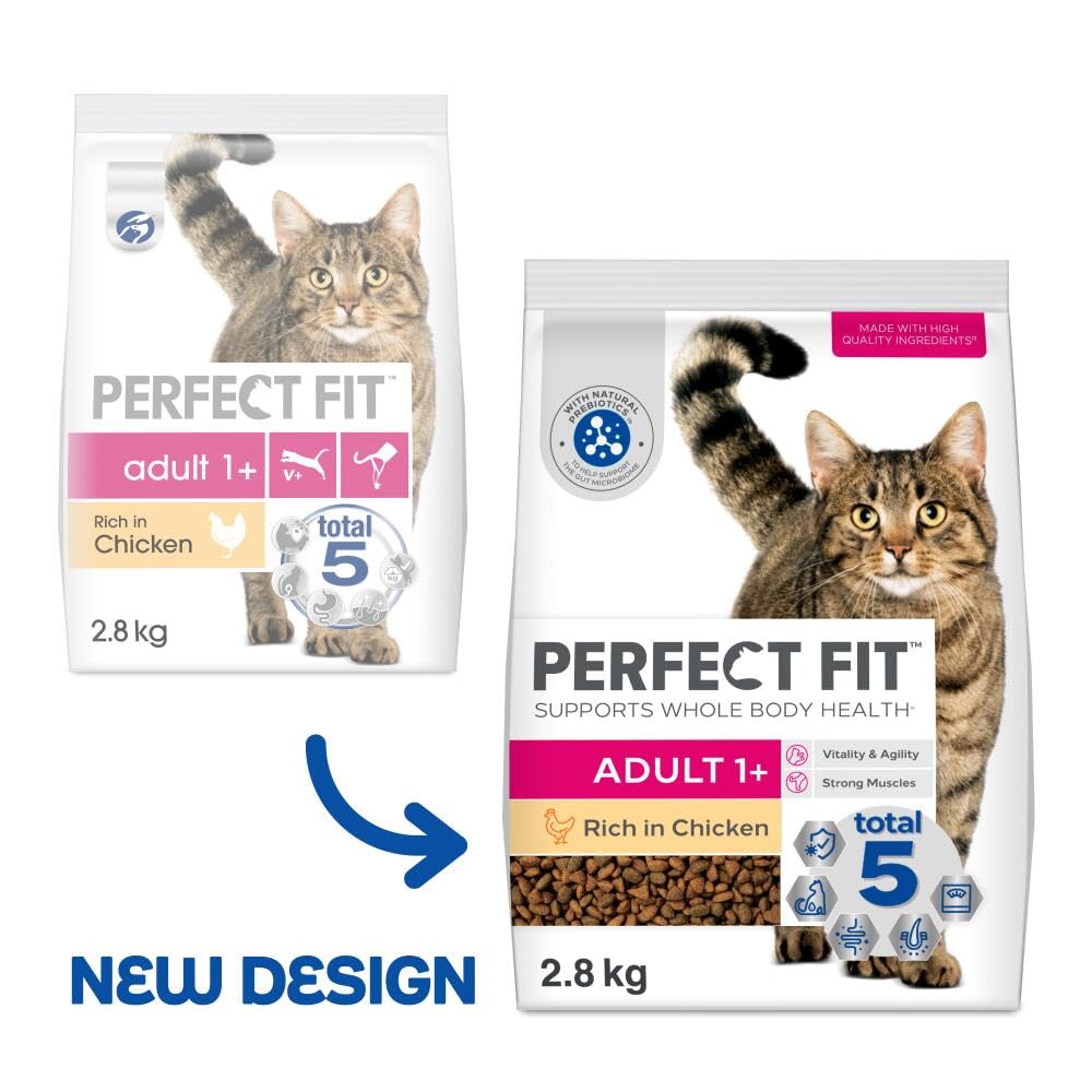 Cibo secco per adulti per gatti adulti da 1 anno - pollo, 2,8 kg (3 bustine)