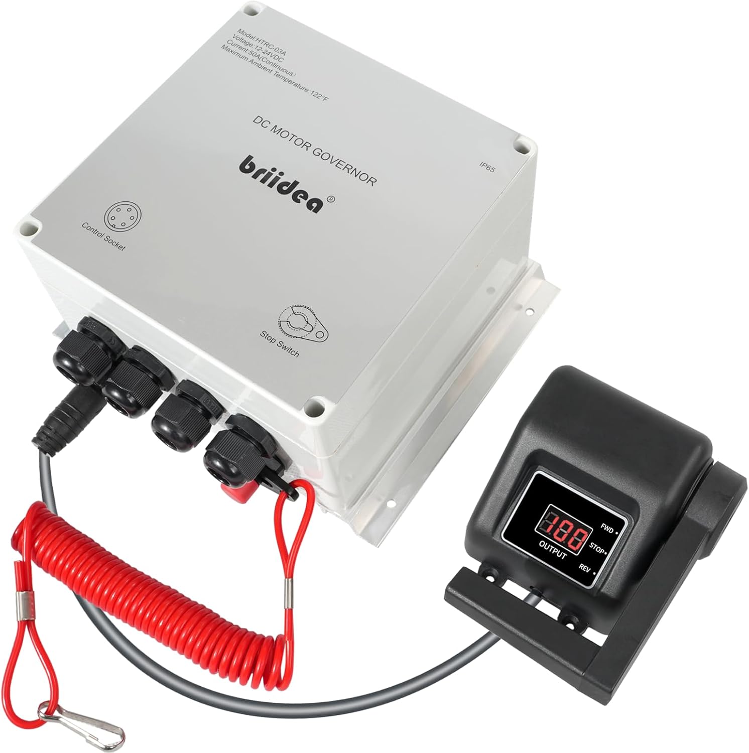 PWM Controller (2025 New), Briidea 12V/24V 50A DC Motor Speed Controller with Handle Control, 5% Precision Speed Control, Waterproof Design & Overheat Protection for Trolling Motors up to 55 lbs