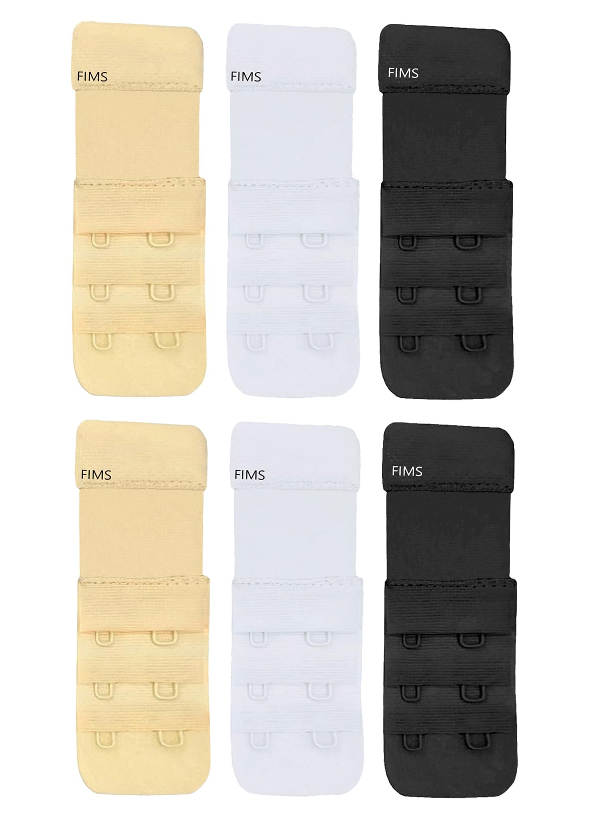 Women's Polyester Bra Hook Extender-2Hook -3 Eye Rows with Extra Elastic (Multicolour, Free Size) SKU- bra_hook_packof6