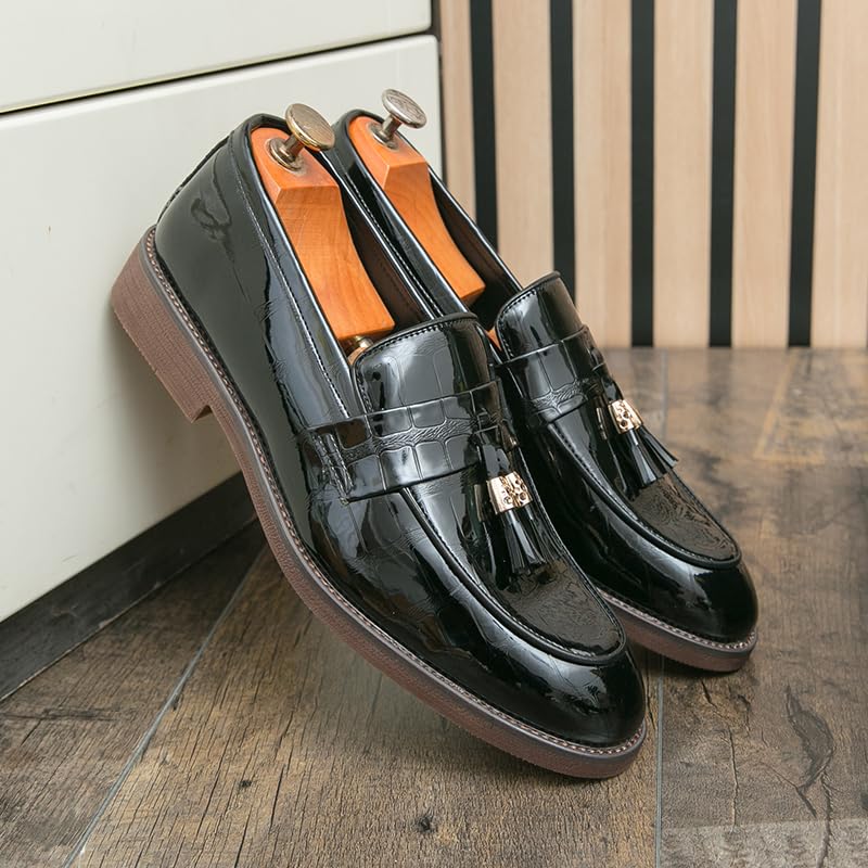 Mens Leather Shoes Pattern Printing Men's Dress Loafer Shoes Slip-on Casual Loafer Smoking Slipper Luxury Dress Wedding Party Prom Shoes2