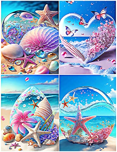Zariocy 5D Diamond Painting Kit – Seestern (Stella Marina) 30x30 Cm – Fai Da Te Con Diamanti Rotondi, Tela Adesiva, Per Principianti E Decorazione Casa