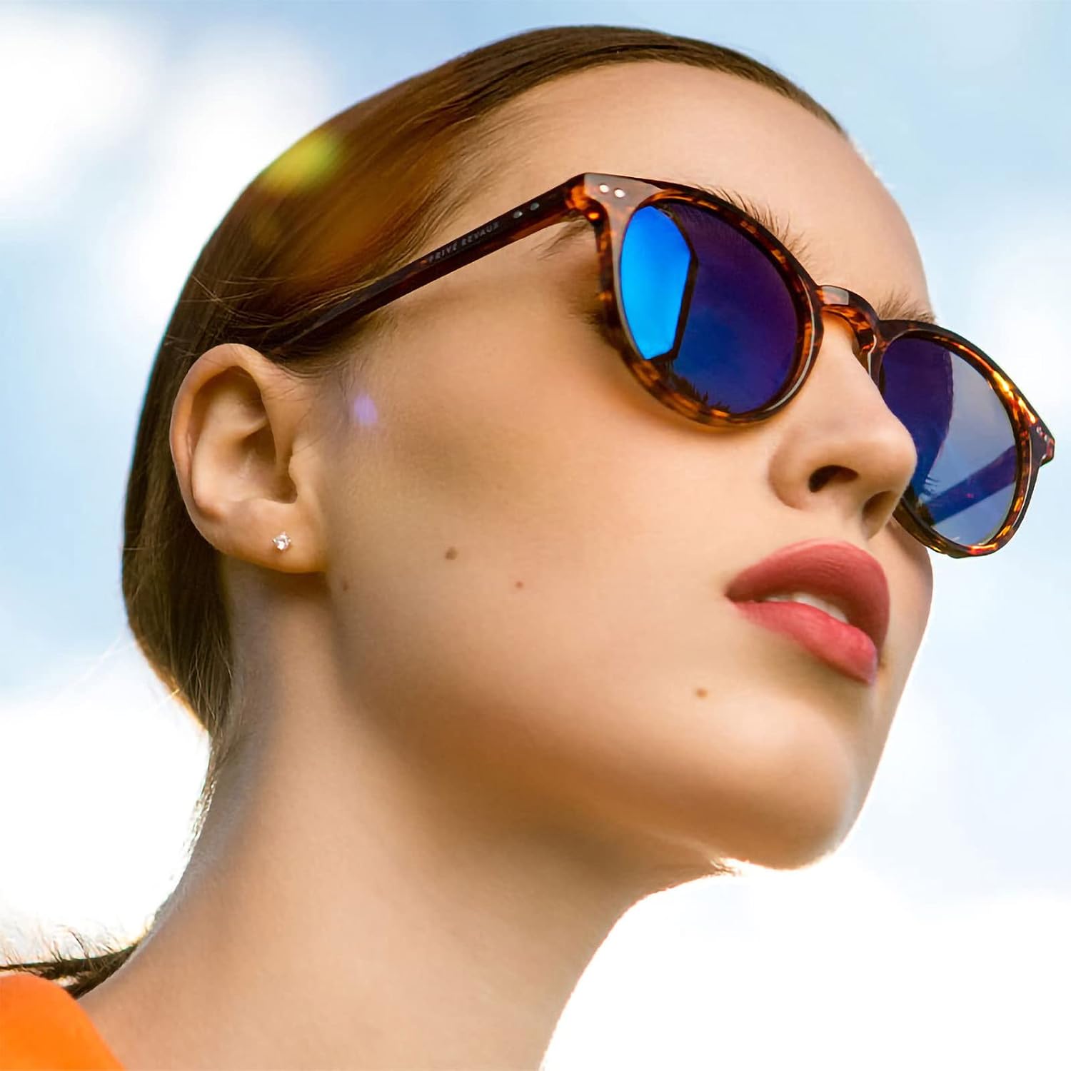 Prive Revaux The Maestro X Classic Round Sunglasses – Polarized, 100% UV Protection – For Men & Women – Havana/Blue