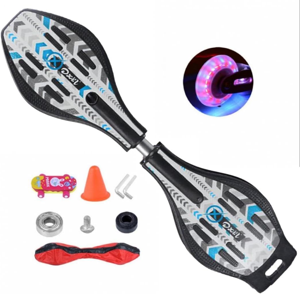 Comeon Caster Board, Compact and Lightweight Caster Board with 360-degree Casters and Illuminating Wheels,Deluxe Junior Skateboard for More Excitement, Fun and Visibility