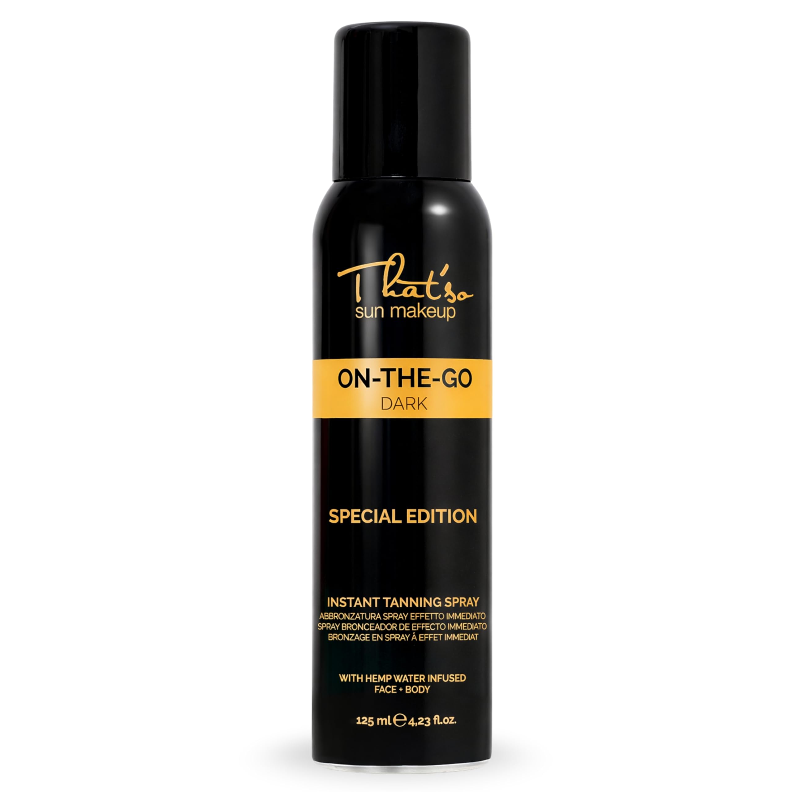 That'So On The Go Dark Spray Autoabbronzante Viso e Corpo 125ml Abbronzatura Istantanea Naturale Bronzea Pigmento Naturale Bronzo Dorato Formula Anti-Aging e Aloe Vera Migliora Elasticità della Pelle