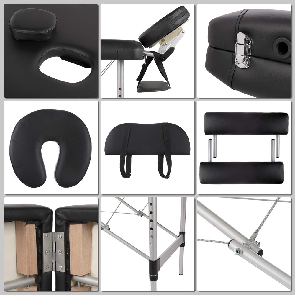 Melko Mobile Massageliege klappbar höhenverstellbar Therapieliege Massagetisch Massagebank Massagebett Schwarz