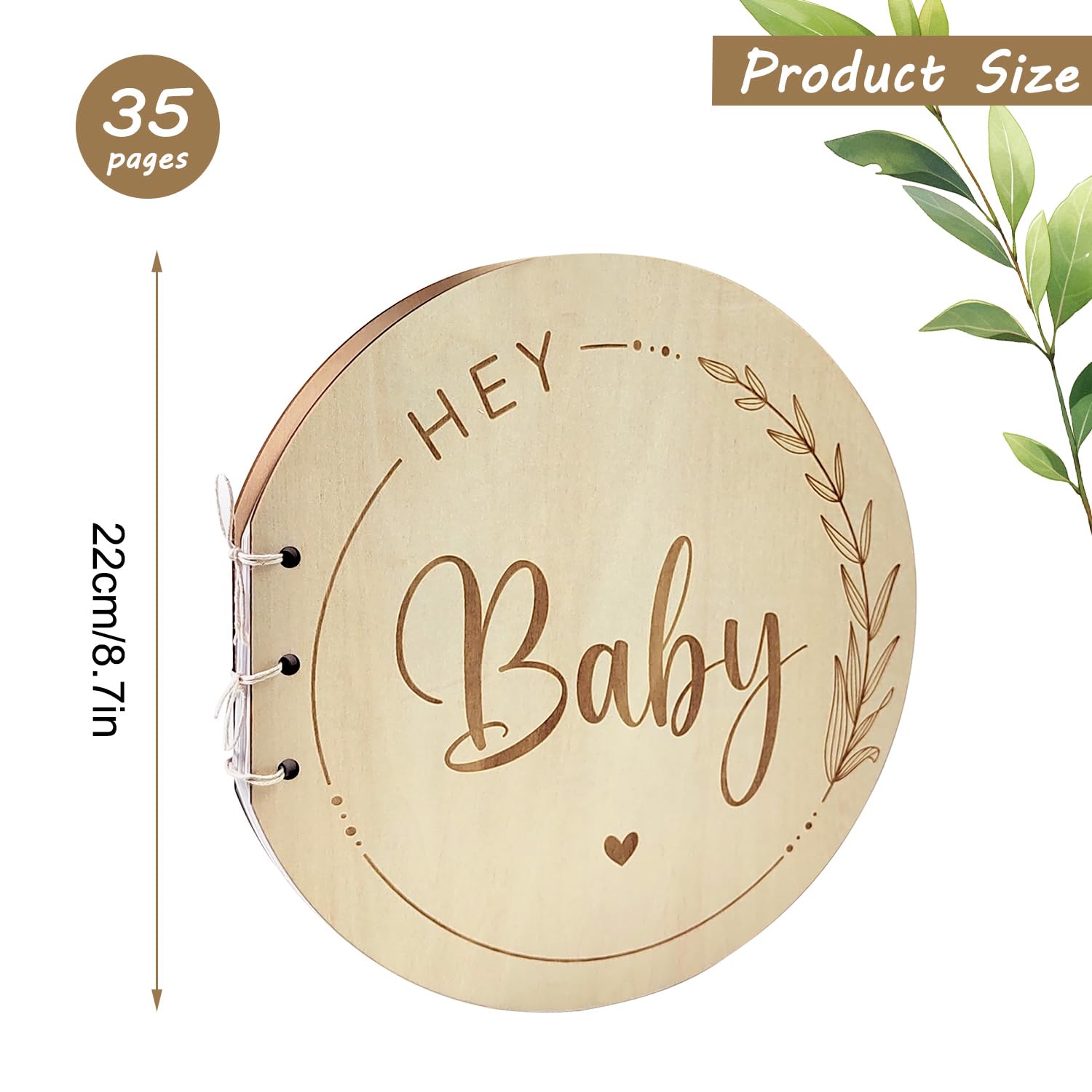 Album pamiątkowy Baby Shower, książka dla gości, baby shower z drewnianą okładką, książeczka dla gości, książka dla gości, chrzciny, scrapbooking, album fotograficzny