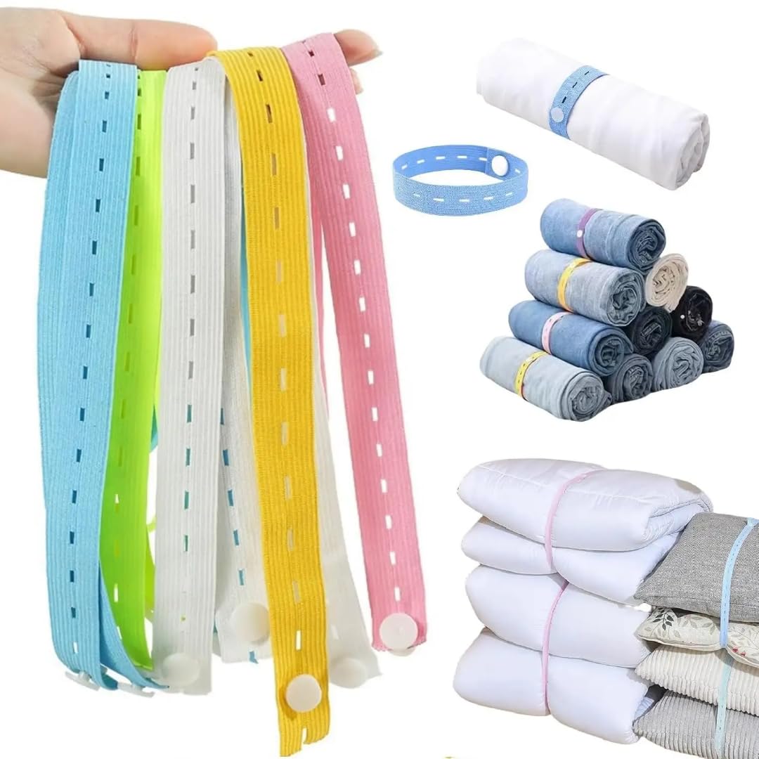 TraveEssentialz 20 pc Pack of Elastic Band Organizer for Travel Storage Bedsheet Clothes Blanket Wardrobe Space Saver | Binding Belt for Travel Stuff | Travel Essential Item (MultiColor)-picture-32
