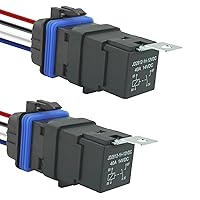 Vista 1 de Paquete de 2 relés y arnés impermeables de 4 pines 40 A 12 V CC, relé automotriz de 12 V resistente para bocinas, arrancadores, ventiladores