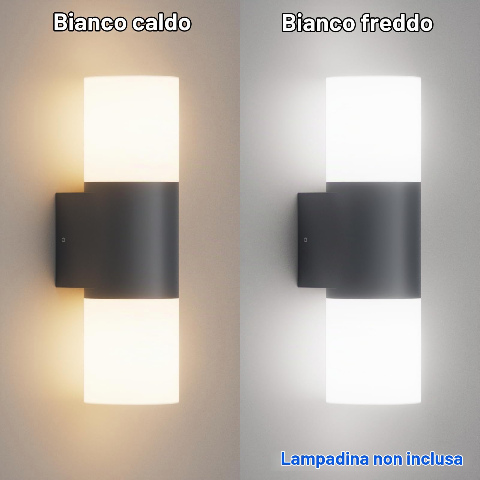 Klighten 2 pezzi Applique da Parete E27 Esterno/Interno, Antracite Su Giù Lampada da Parete, IP65 Lampada da Muro, Luci da parete Alluminio, per Balconi/Giardini, 40W Max, Non Inclusa Lampadina