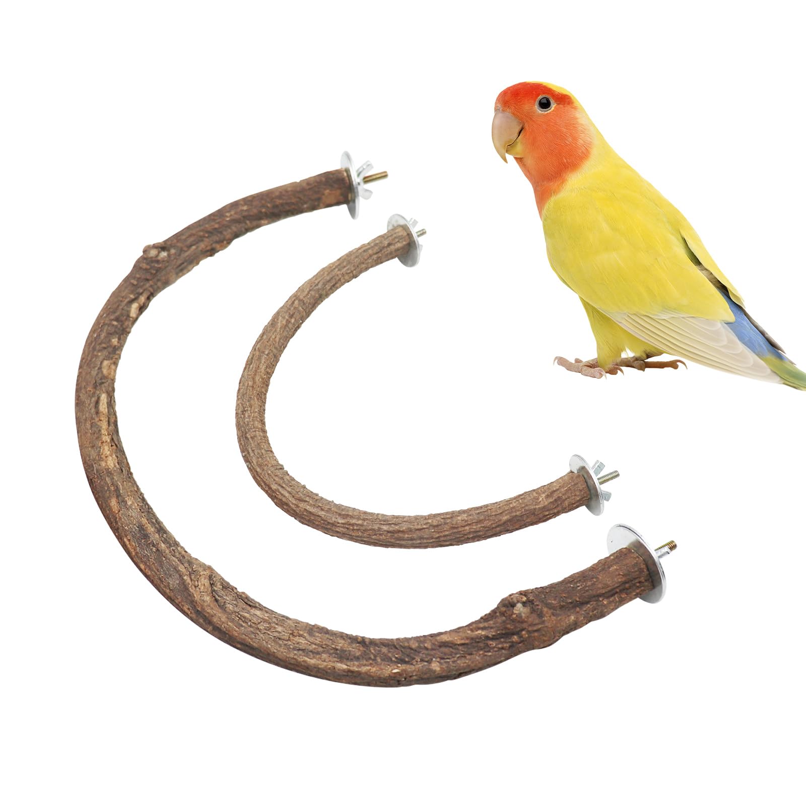 2 Pack Bird Perch Stand, Natural Wood U Shape Parrot Stand Pole, Bird Cage Accessories, Suitable for Small to Medium Birds Parakeets Cockatiels Budgie Lovebirds