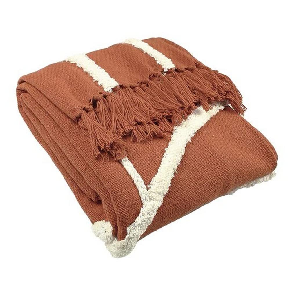 furn. Rainbow Tuft Throw, Cotton, Brick