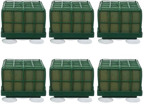 GANAZONO Green Decor - 6 unidades de jaula cuadrada de espuma floral con ventosa, base de espuma de flores, flores artificiales, barro, arreglo