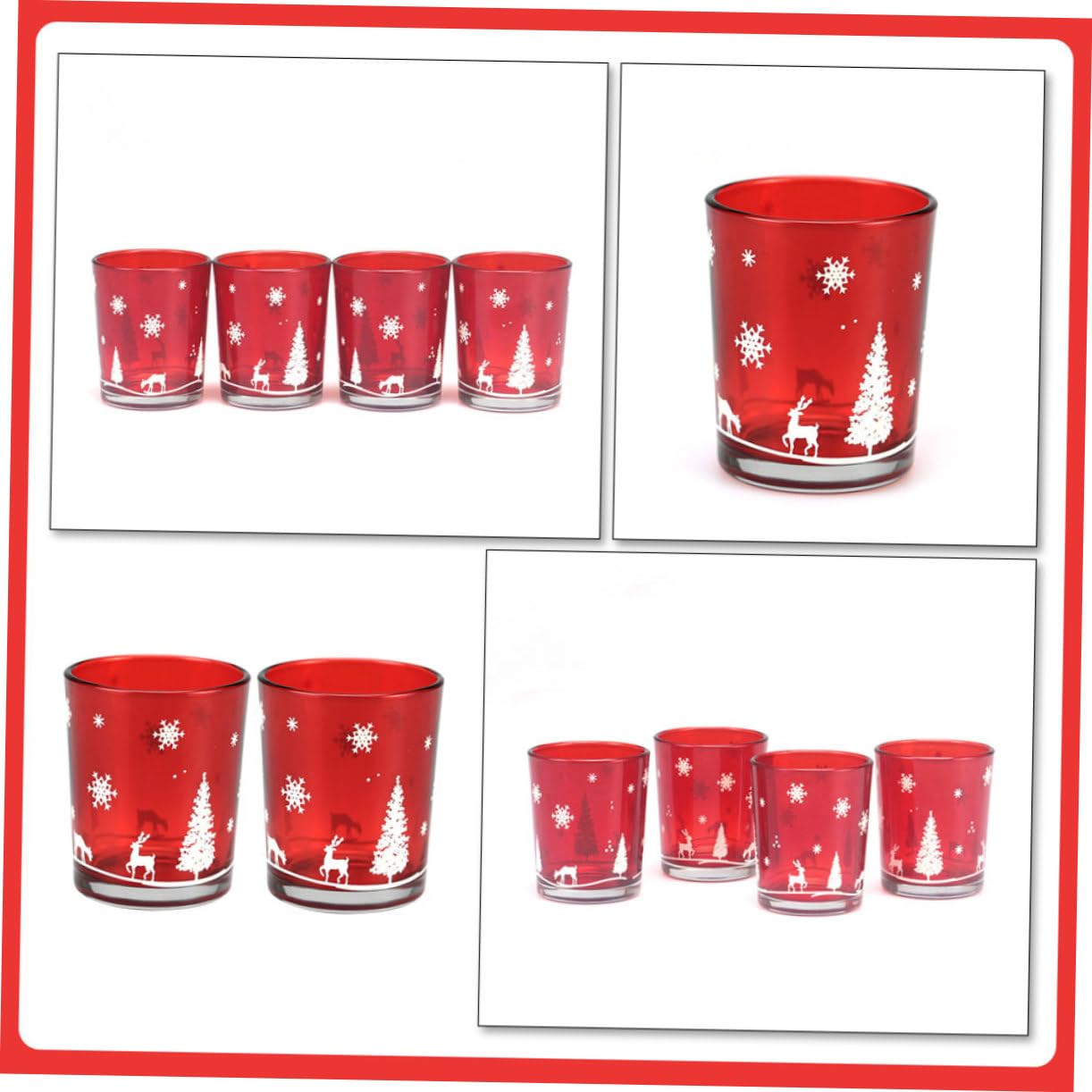 TOPBATHY 8 Piezas Taza De Vela con Tema De Navidad Centro De Mesa con Velas Vela Votiva De Navidad Ornamento del Candelero del Festival Portavelas Candelita Receptor De Goteo De Vidrio