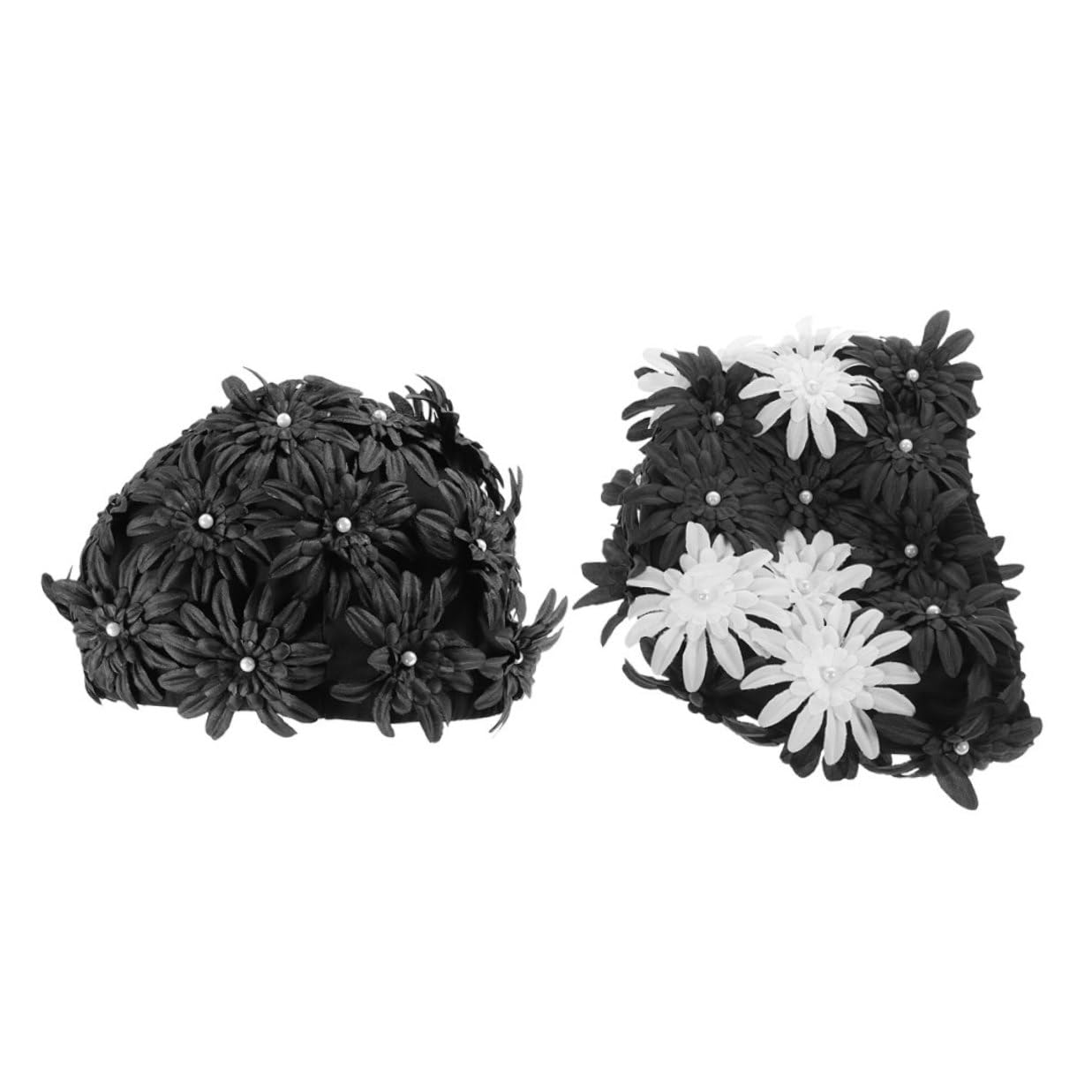 DOITOOL 2 Pezzi Cuffia da Nuoto Donna con Design Floreale a Petali, Alta Elasticità e Vestibilità Aderente in Broccato, per Attività Acquatiche e Spiagge Estive