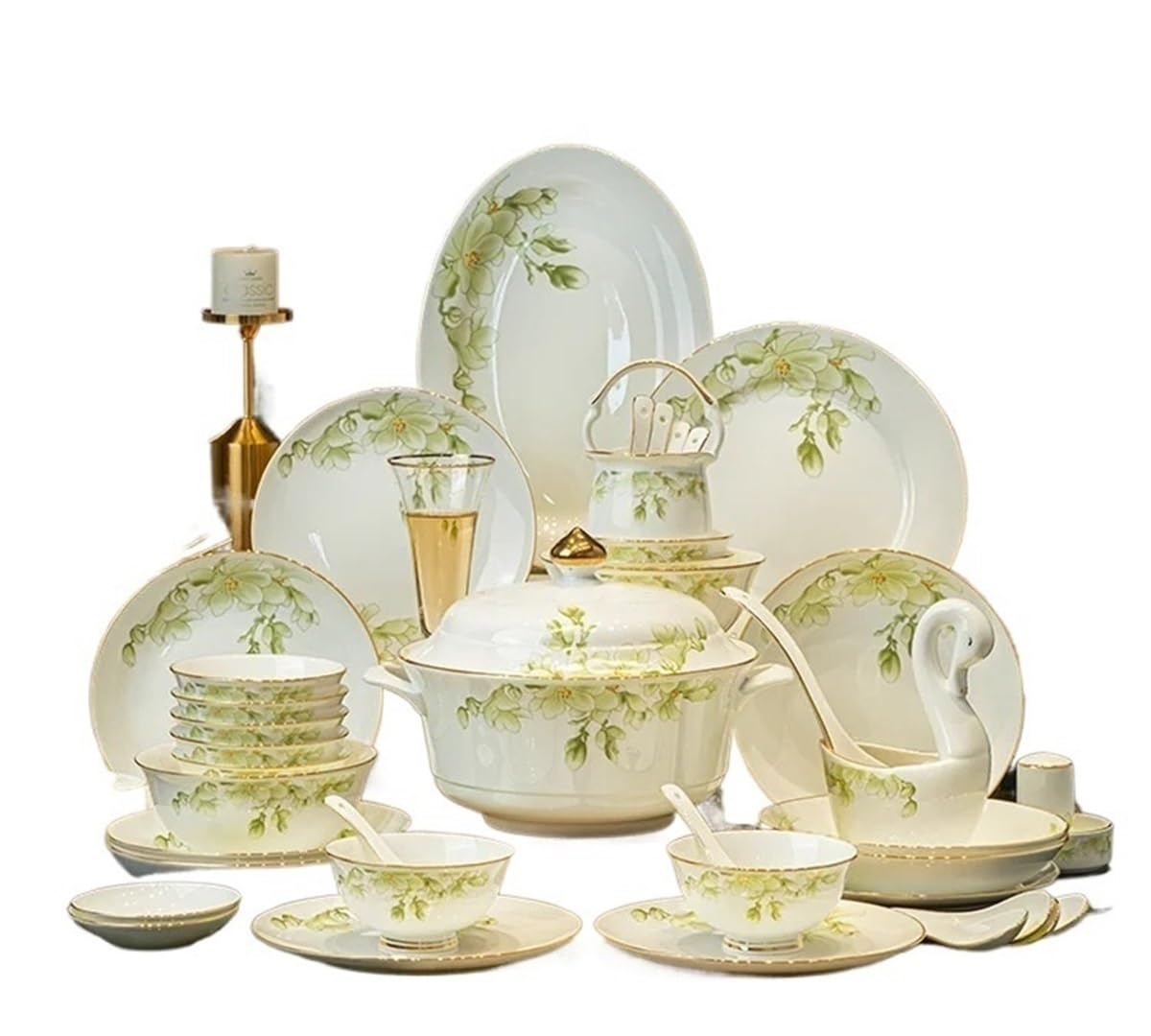 SAeWare Servizio da tavola in ceramica per feste, 88 pezzi, per la colazione, 36 pezzi, per 6 persone