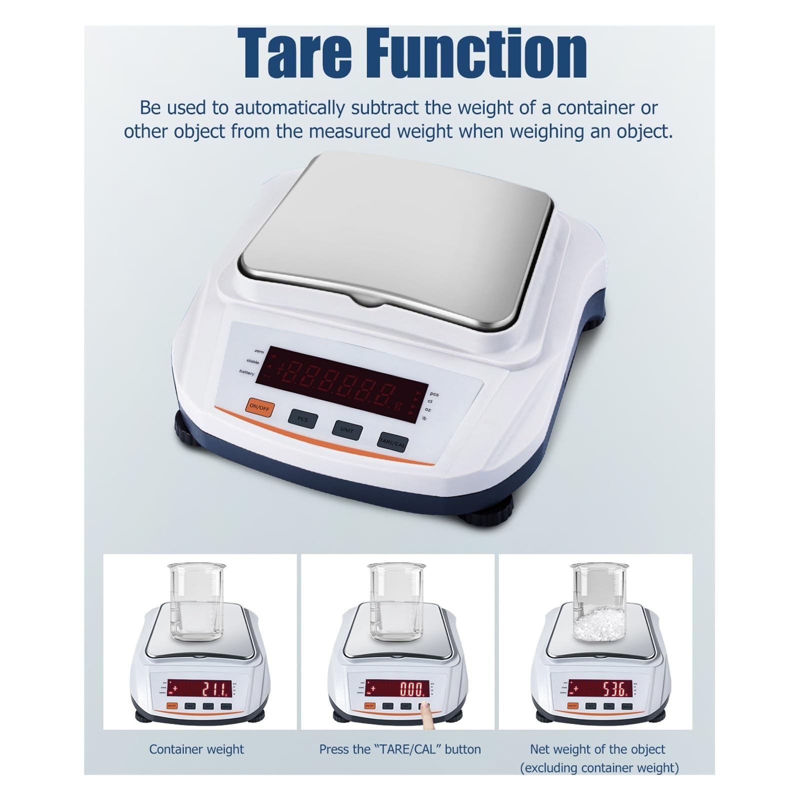 Contador de laboratorio a escala de gramo, balanza analítica Digital de 0,01g con pesaje for laboratorio de cocina Función múltiple(2000g 0.01g)