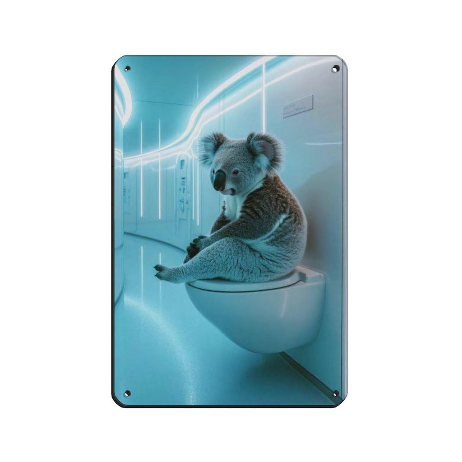 Futuristic Koala Whimsical Bathroom Retro Poster Metal Tin Sign Chic Art Retro Iron Painting Bar People Cave Cafe Family Garage Poster Wall Decoration 8x12inch(20x30cm)