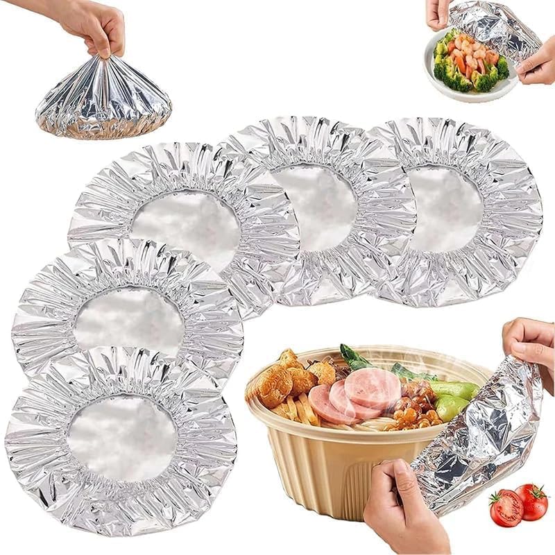 Food Grade Aluminum Foil Elastic Paper 10 PCS | Adjustable Airtight Bowl Cover for Food Storage | Reusable Fresh-Keeping Covers for Kitchen, Cooking & Baking-image-35