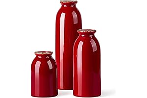 CWLWGO Ceramic Red Vase Set, Modern Farmhouse Decorative