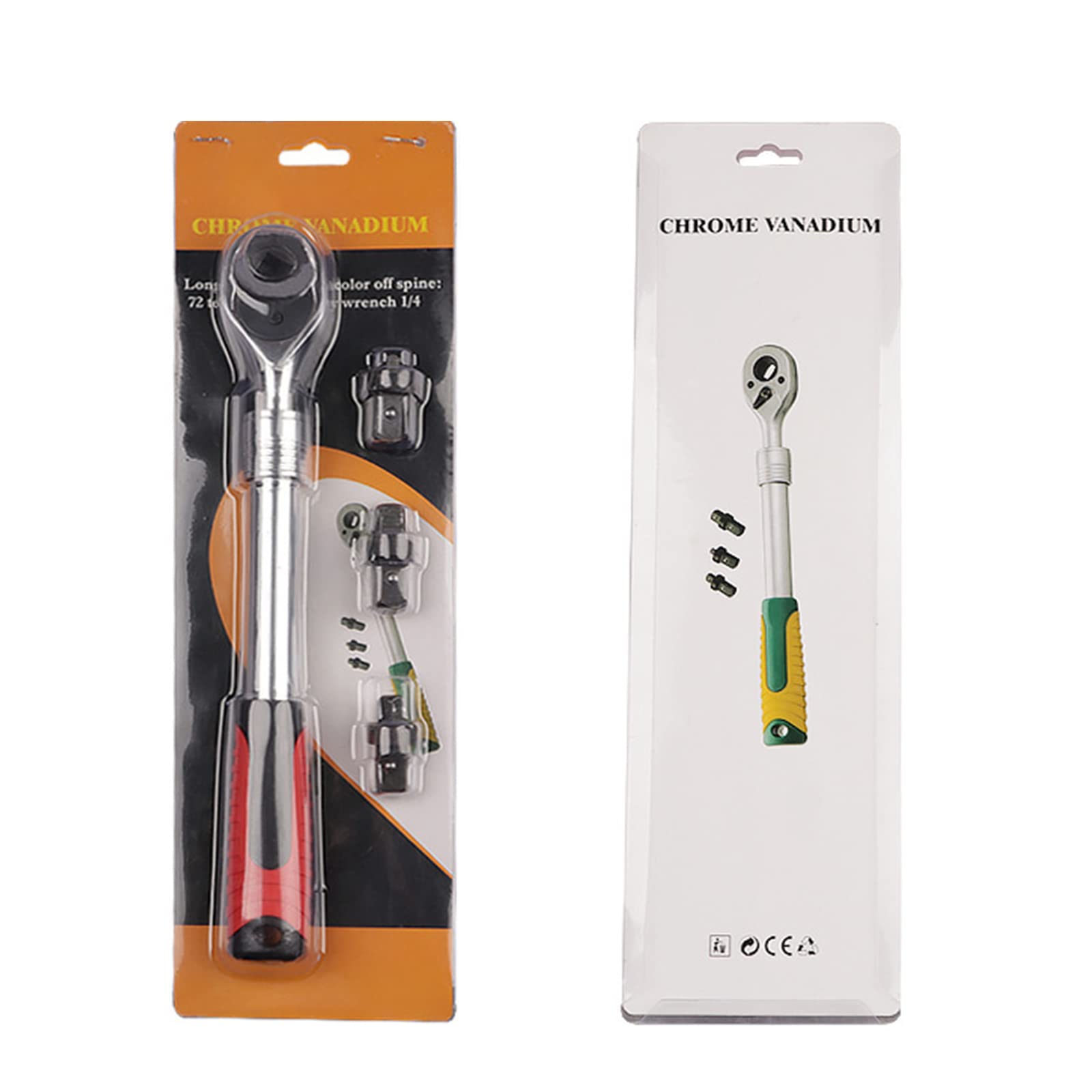 Kalttoy Retractable Wrench Ratchet Wrench Carbon Steel Spanner With 72-Tooth & 1/2-Inch 1/4-Inch 3/8 Adapters Carbon Steel Ratchet Wrenches Set Metric