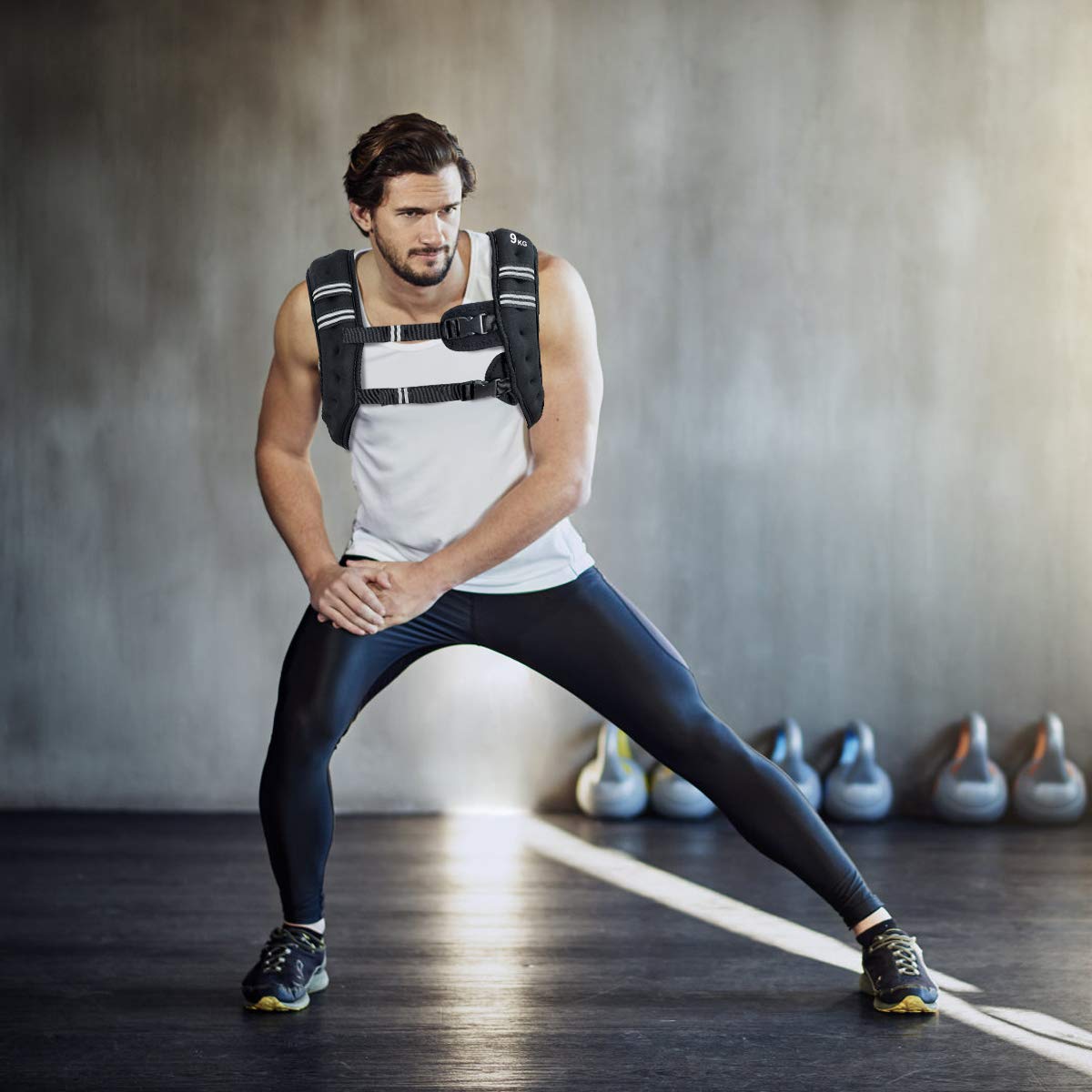 COSTWAY Kamizelka obciążeniowa, kamizelka treningowa z paskami odblaskowymi i regulowanymi paskami, kamizelka fitness do treningu siłowego, biegania, fitnessu, budowania mięśni