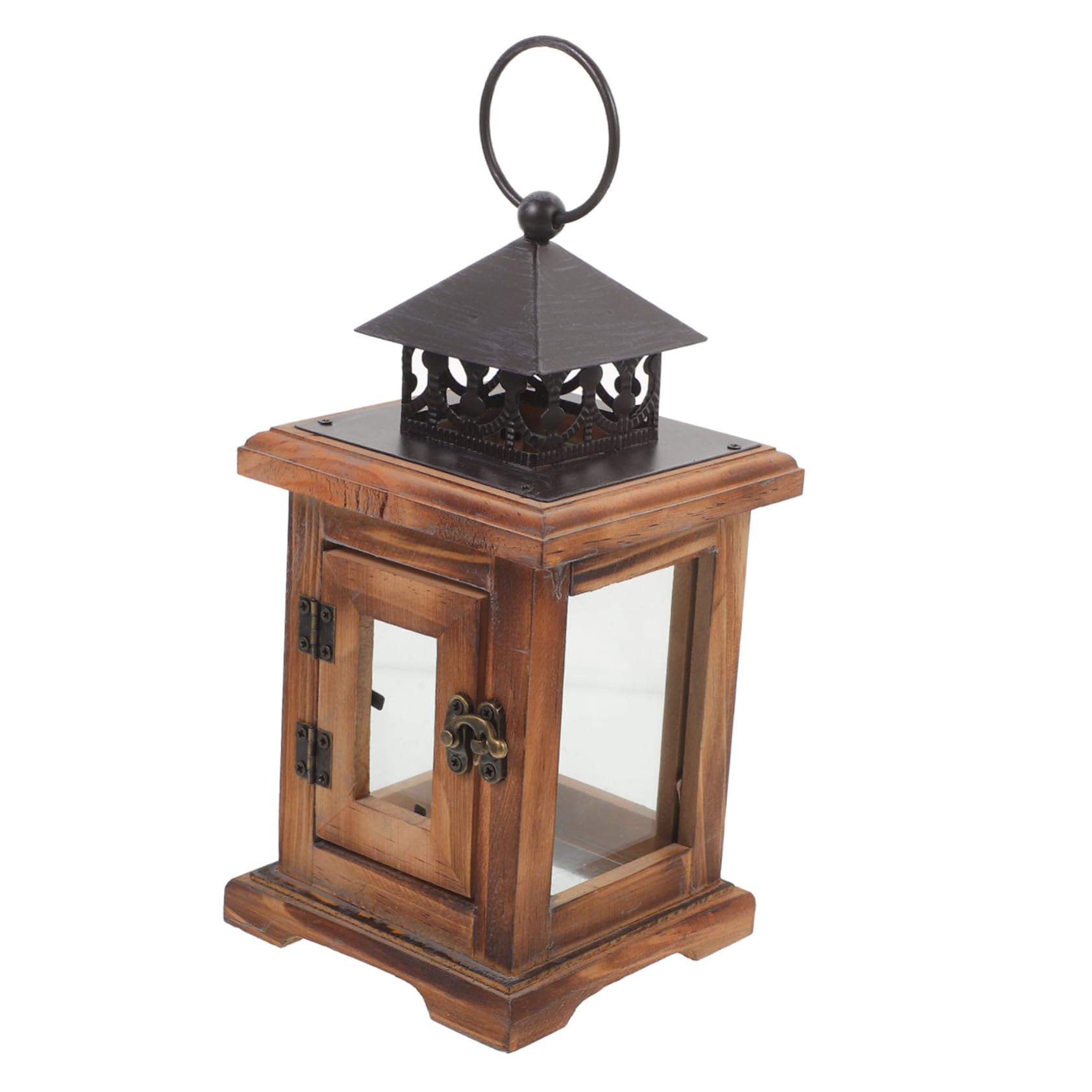 GARVALON Stabkerzenhalter Vintage Eisen und Glas Rustikale Tischlaterne im Landhausstil für Zuhause Hochzeit und Romantische Dekoration