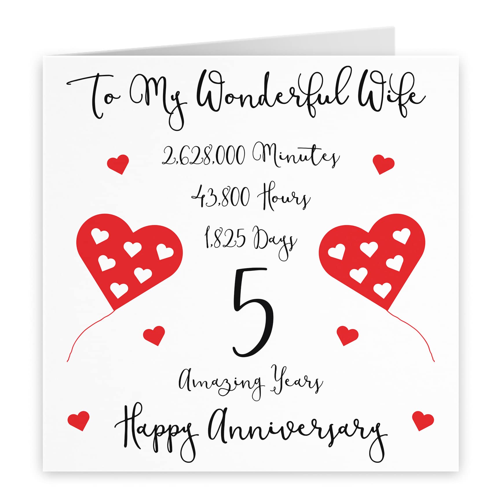 Hunts England, Romantic Wife 5th Wedding Anniversary Card, To My Wonderful Wife, 5 Amazing Years, Timeless Collection - Image 2