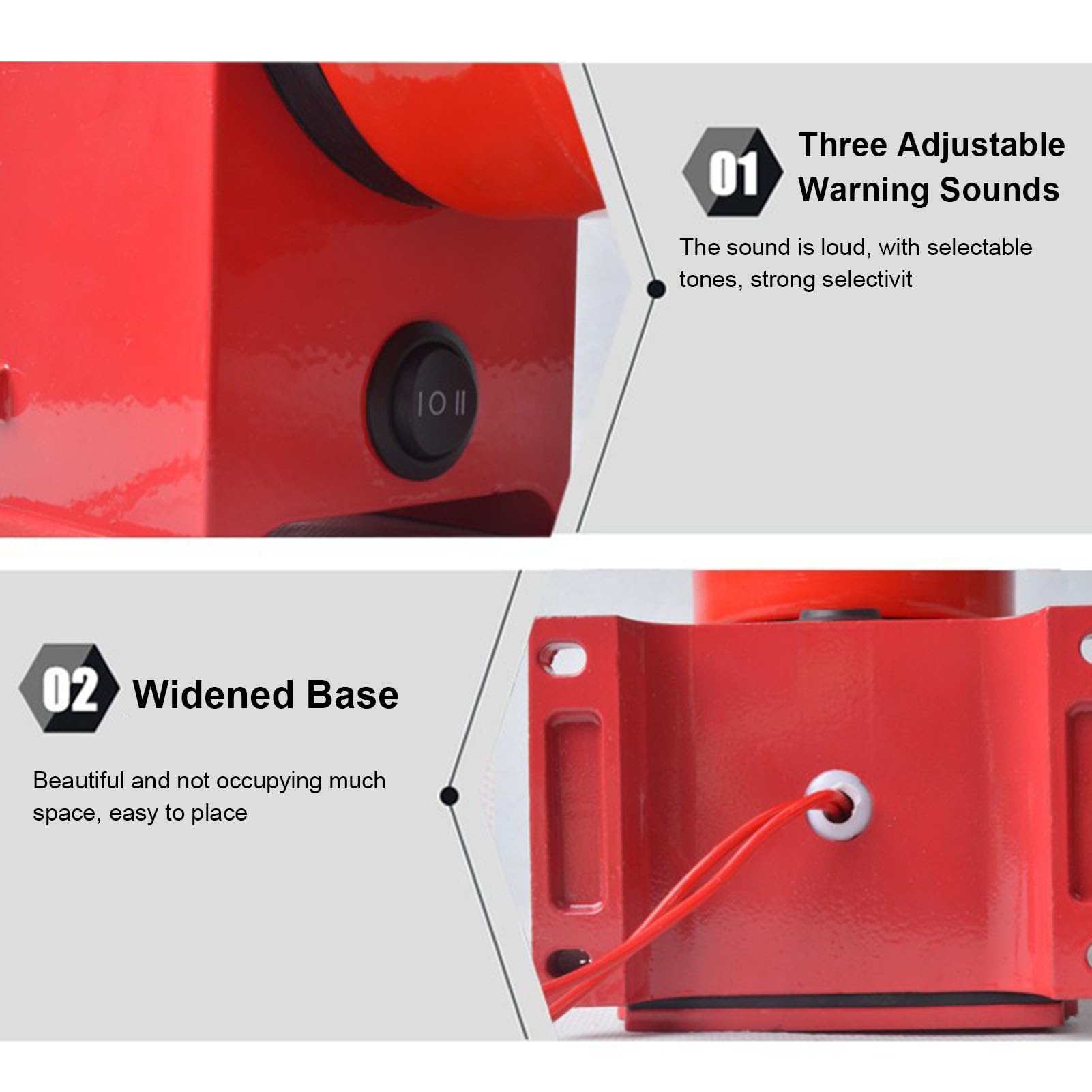FILFEEL Sirena Industrial 115dB 3- Bocina de Advertencia de Emergencia - Alarma de Aleación de Aluminio IP56 para Maquinaria Portuaria de Cruce Ferroviario de Sitio de Construcción de Fábrica