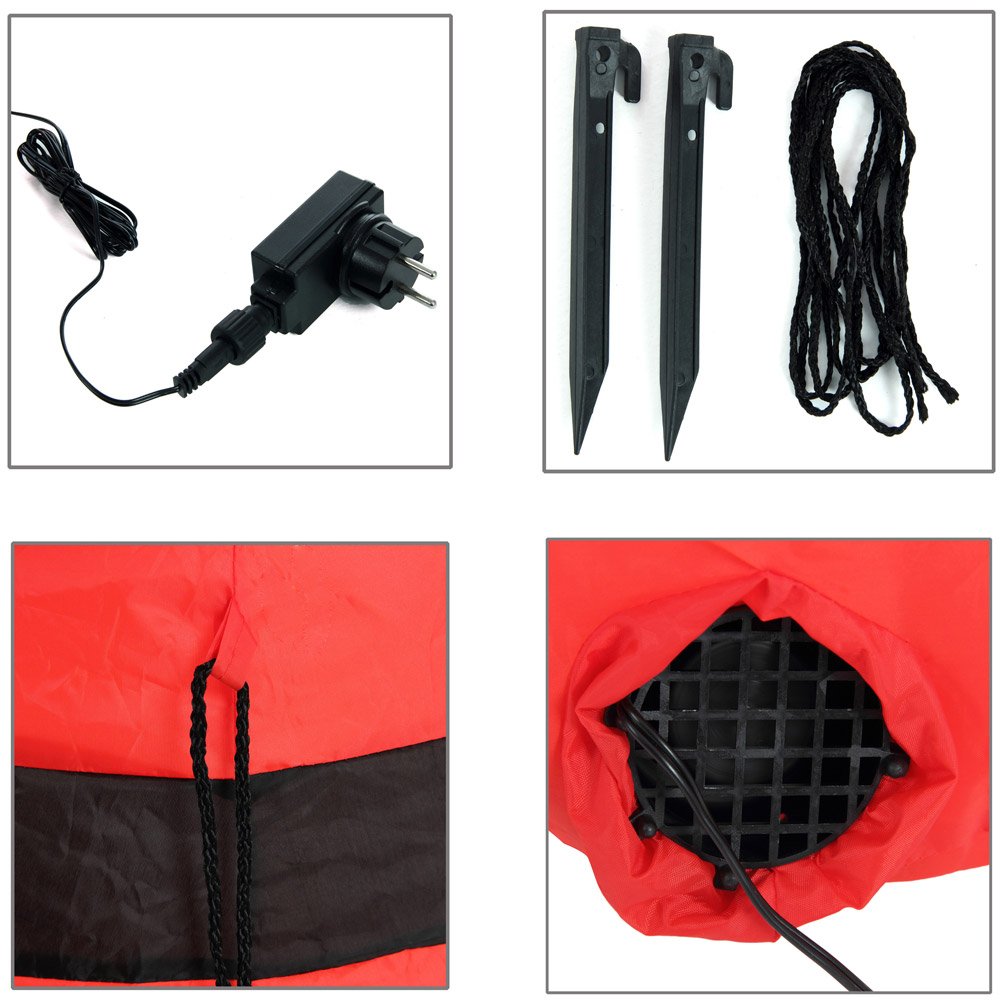 Père Noël gonflable BAKAJI 120 cm LED IP44 auto-gonflant avec kit de fixation