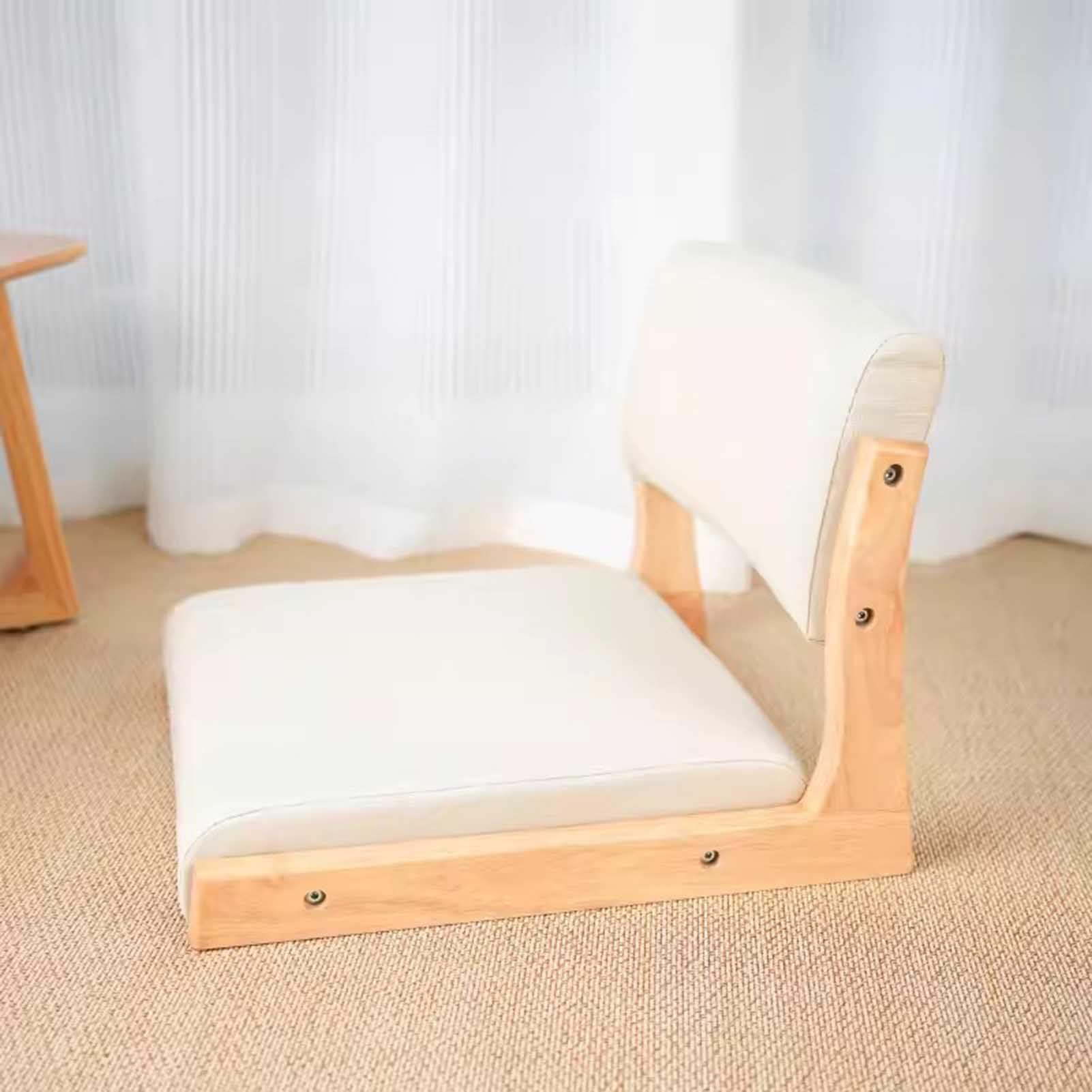 Silla de Suelo portátil, Estilo japonés, sin Patas y con Respaldo, con Ventana, Asiento de meditación para Sala de Estar y Dormitorio.