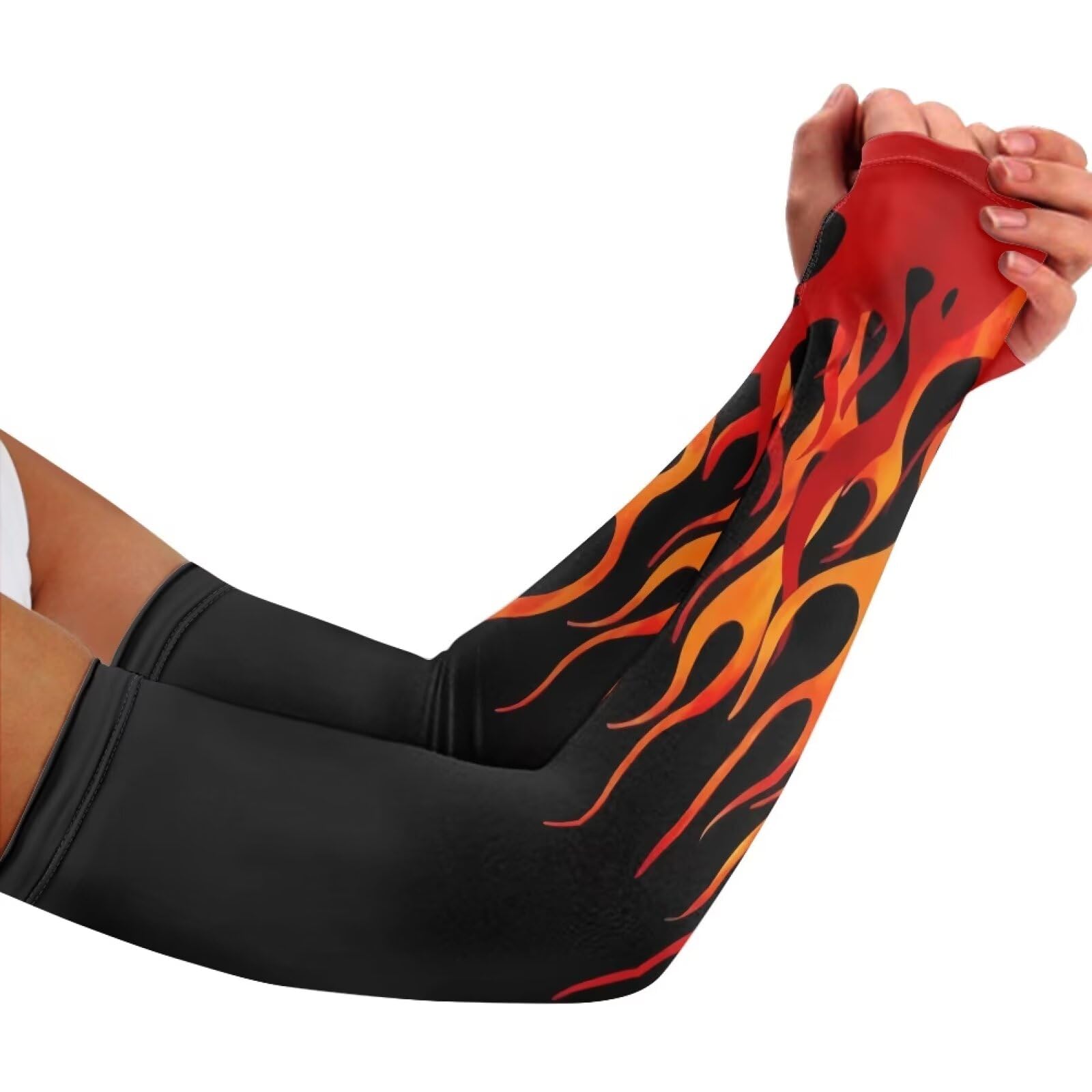 Suhoaziia Red Flame 2pcs/pack Arm Compression Sleeves for Kids Basketball Shooting Sleeve - Youth Sports Football Baseball Softball Sleeves
