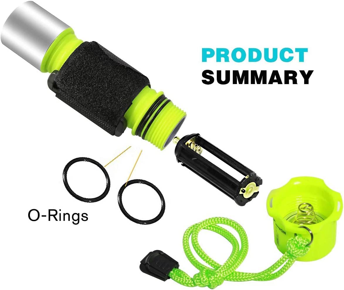 Lampe de Plongée Etanche, 1100 Lumens Lampe de poche, Torche de Plongée Professionnelle, étanche IPX8, Blanc Chaud Plongée Torche