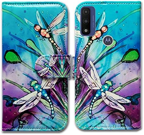Bcov Motorola Moto G Pure Case, Moto G Power 2022 Case, Cute Dragonfly Leather Flip Phone Case Wallet Cover with Card Slot Holder Kickstand for Motorola Moto G Pure 2021/Moto G Power 2022