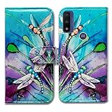 Bcov Motorola Moto G Pure Case, Moto G Power 2022 Case, Cute Dragonfly Leather Flip Phone Case Walle