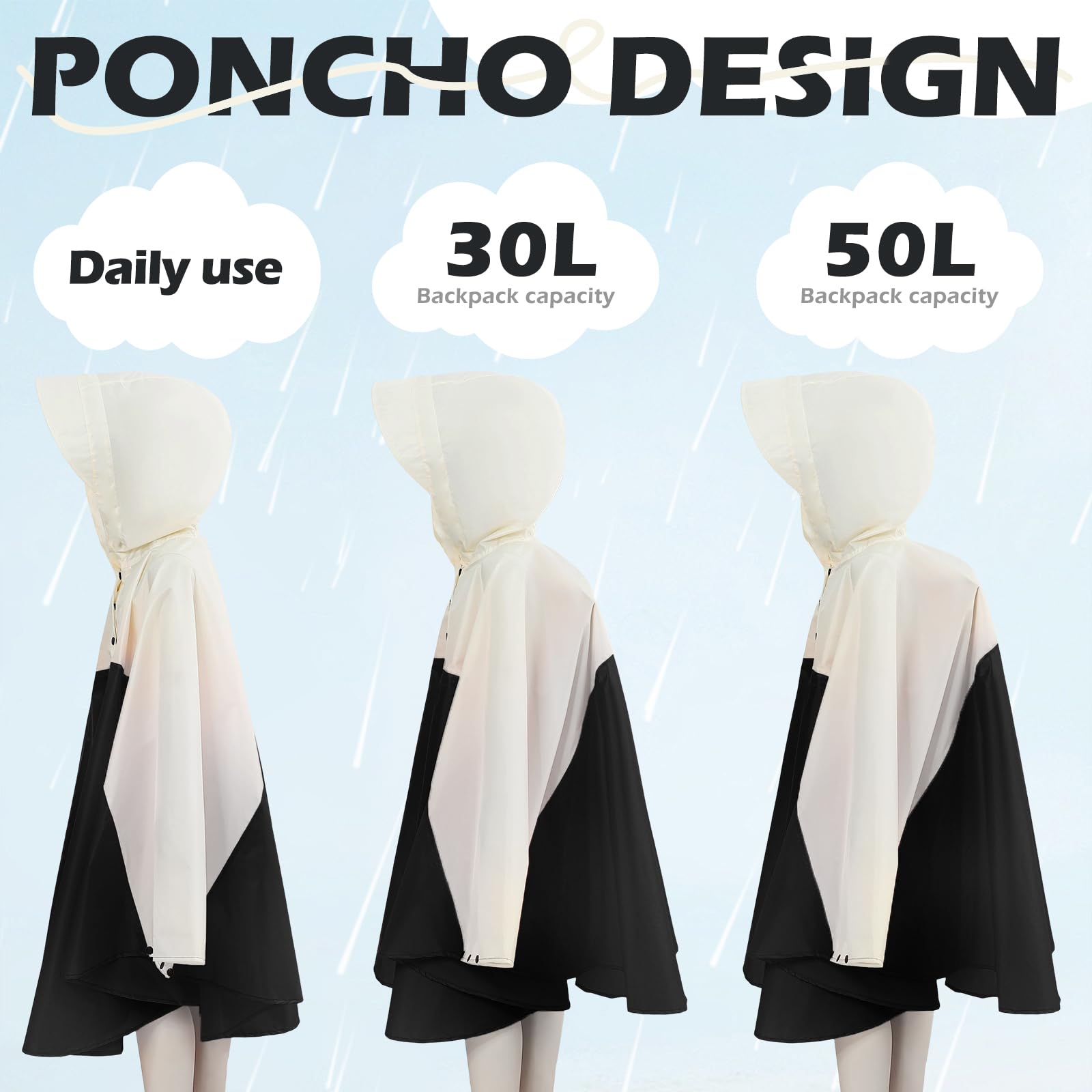 KAKU NANU Poncho de pluie pour enfants de 3 à 13 ans, léger, imperméable, avec capuche, réutilisable