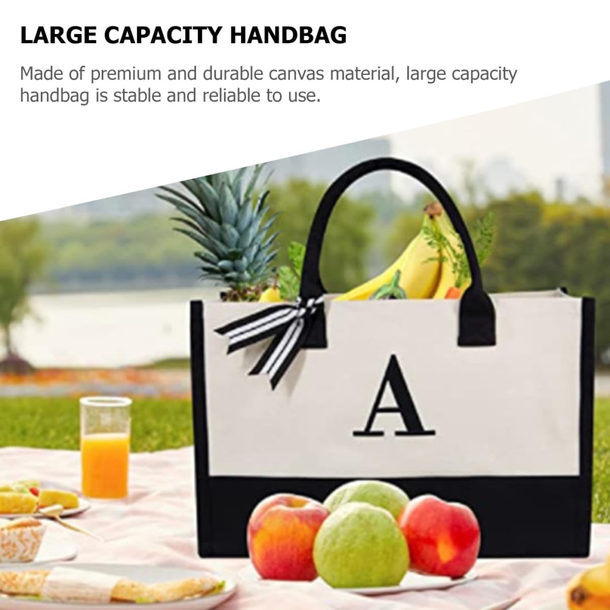 MAGICLULU Borsa da Spiaggia Grande in Tela Resistente Tracolla Lunga, Borsa Tote a Mano di Grande Capacità per Viaggi, Scuola e Uso Esterno Quotidiano