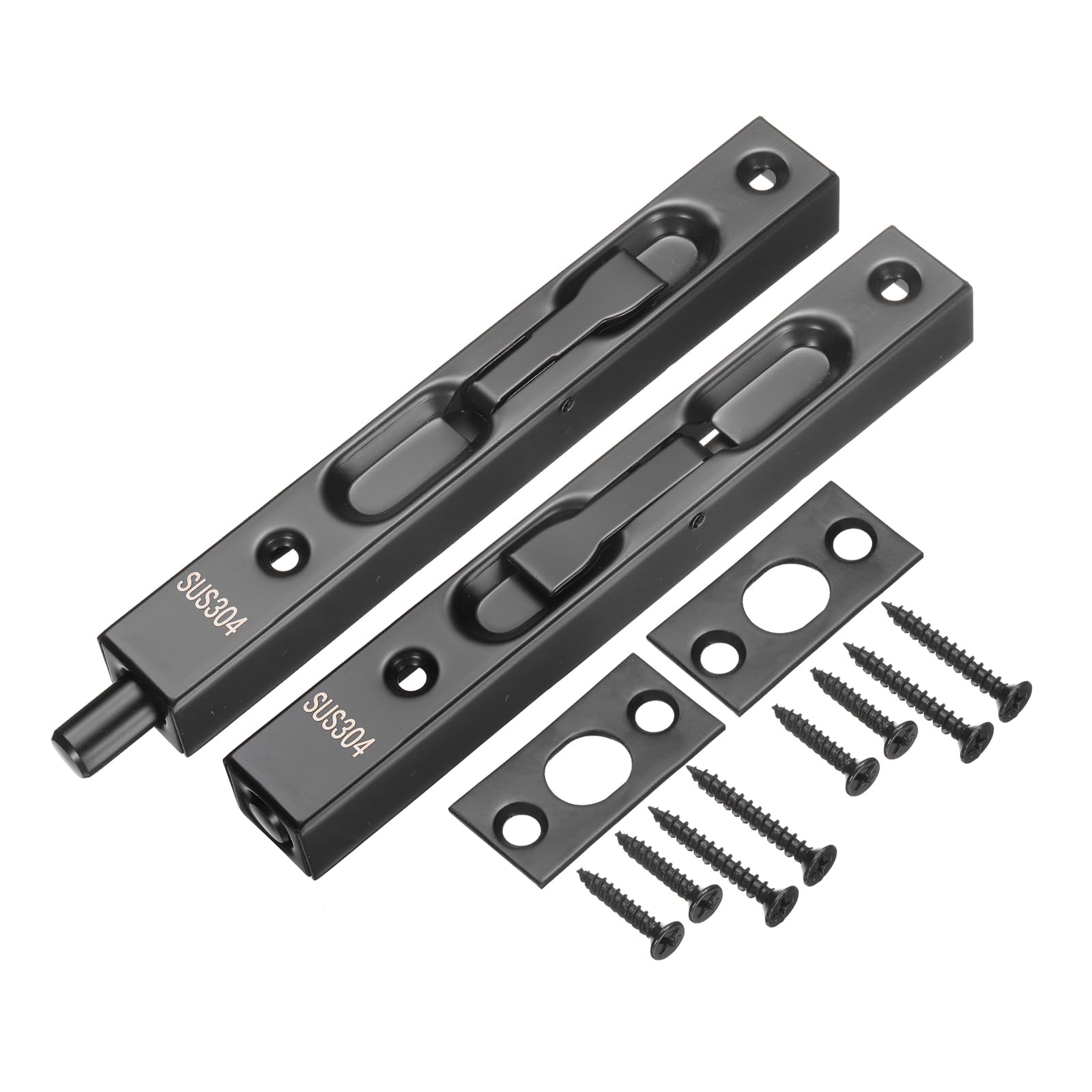 Verrou coulissant noir de 15,2 cm pour sécuriser porte de grange et cave