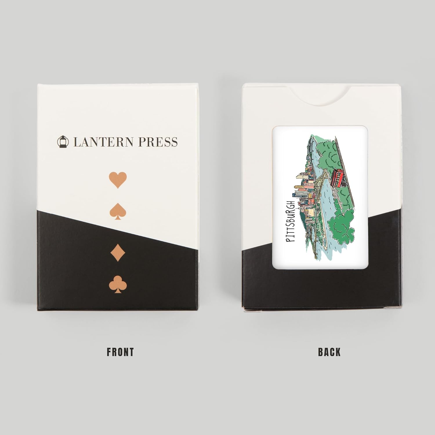 Lantern Press Pittsburgh, Pennsylvania, Line Drawing, 52 Playing Cards for Adults, Poker Size Card Deck