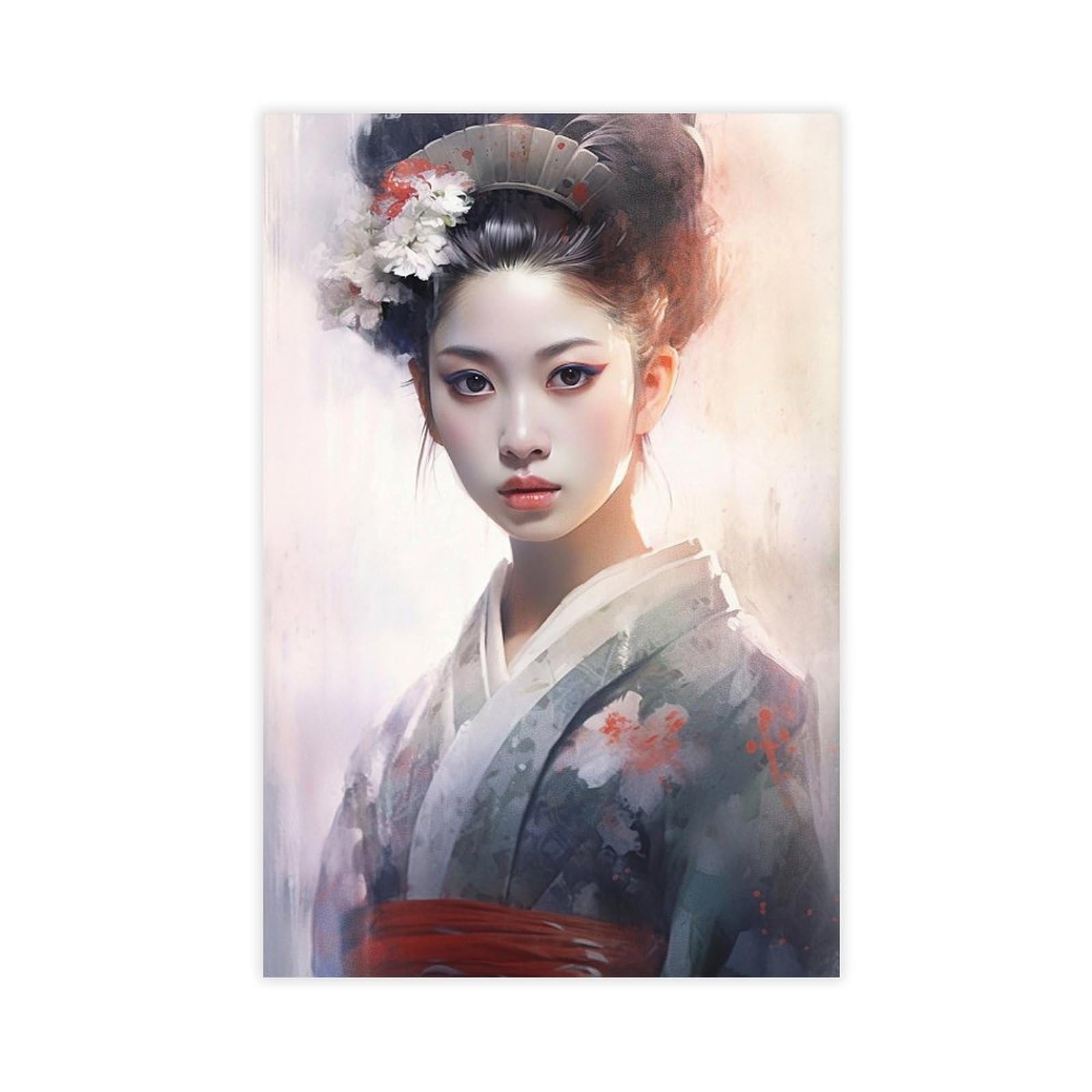 QNVJQKDSI Japanese Geisha Art (7) Canvas Poster Wall Art Decor Print Picture Paintings for Living Room Bedroom Decoration 24" L X 36" W