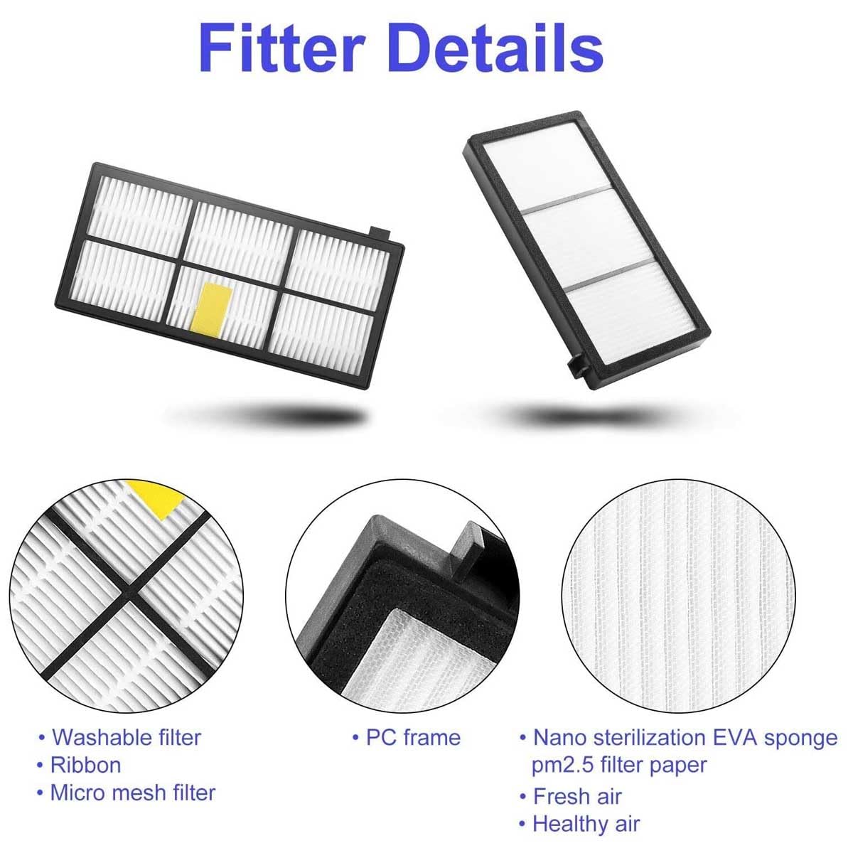 3 Pack Hepa Filter Filters Replacement For irobot Roomba 800 900 series 860 870 871 880 960 980 Robotic Vacuum Parts