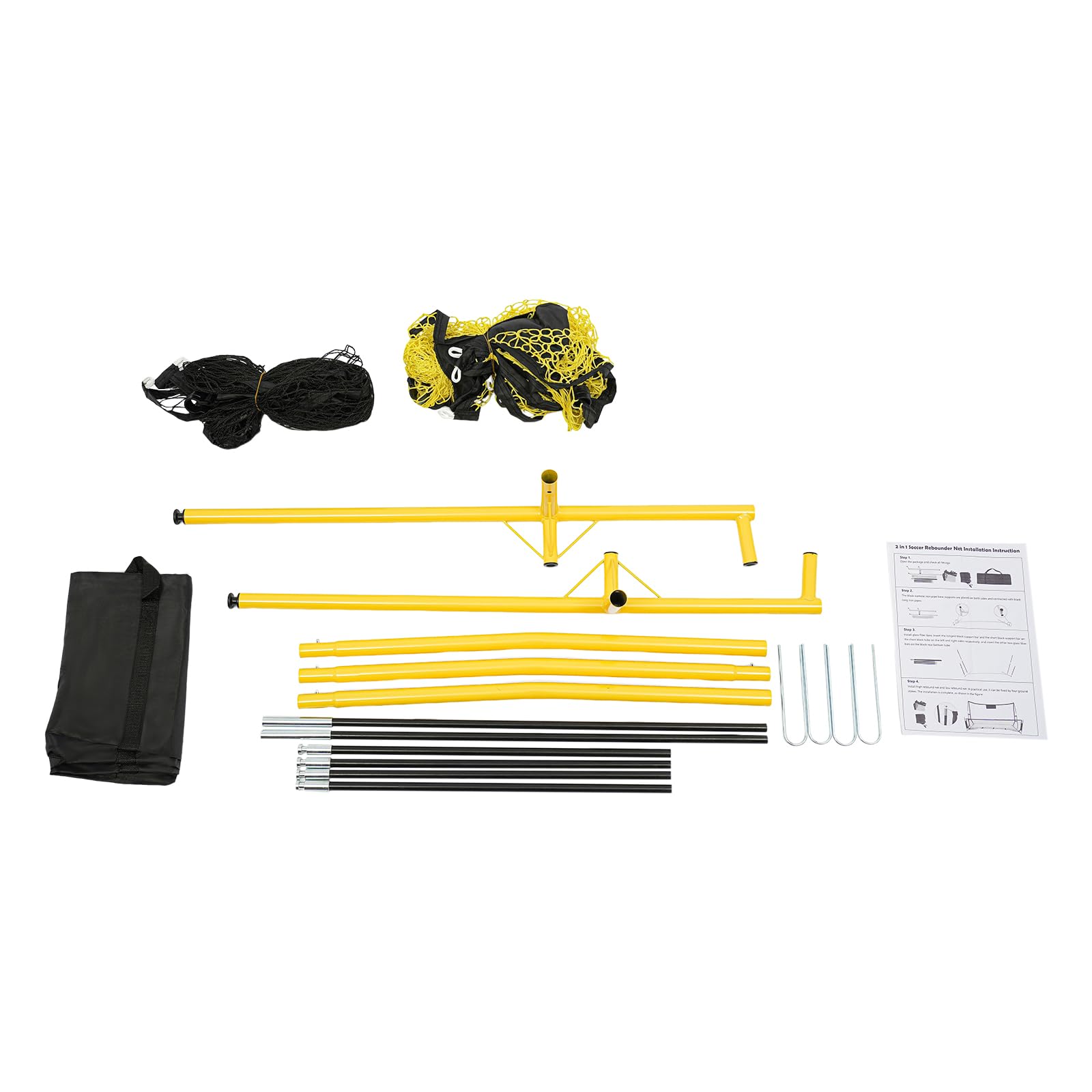 Calcio rimbalzo 2 in 1 rete per esercizi di calcio, 2,1 x 1,2 m, portatile e integrato, per allenamento su qualsiasi superficie