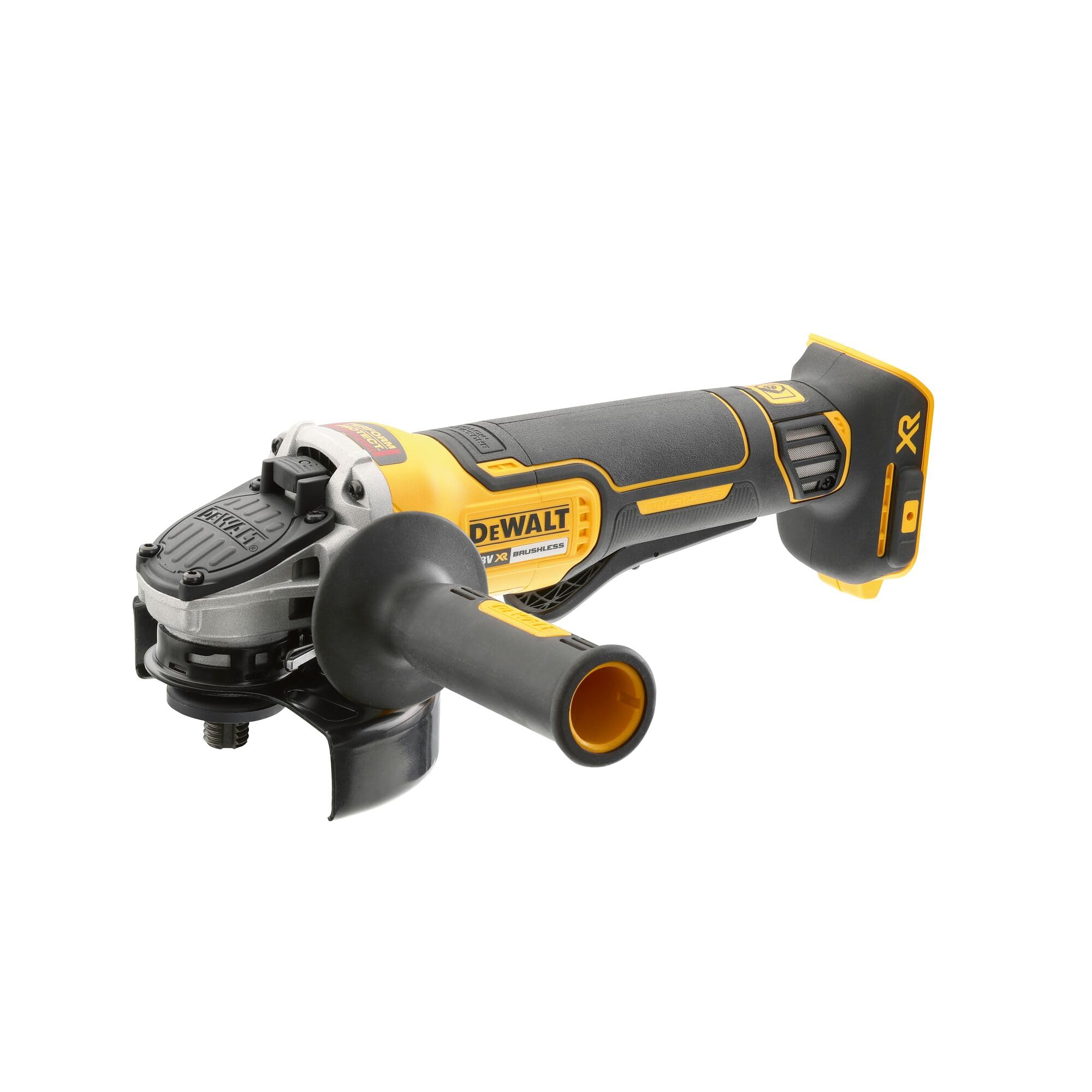 Dewalt DCG406N-XJ 18V XR Li-Ion Brushless 125mm Grinder (Paddle Switch) - Bare Unit Angled