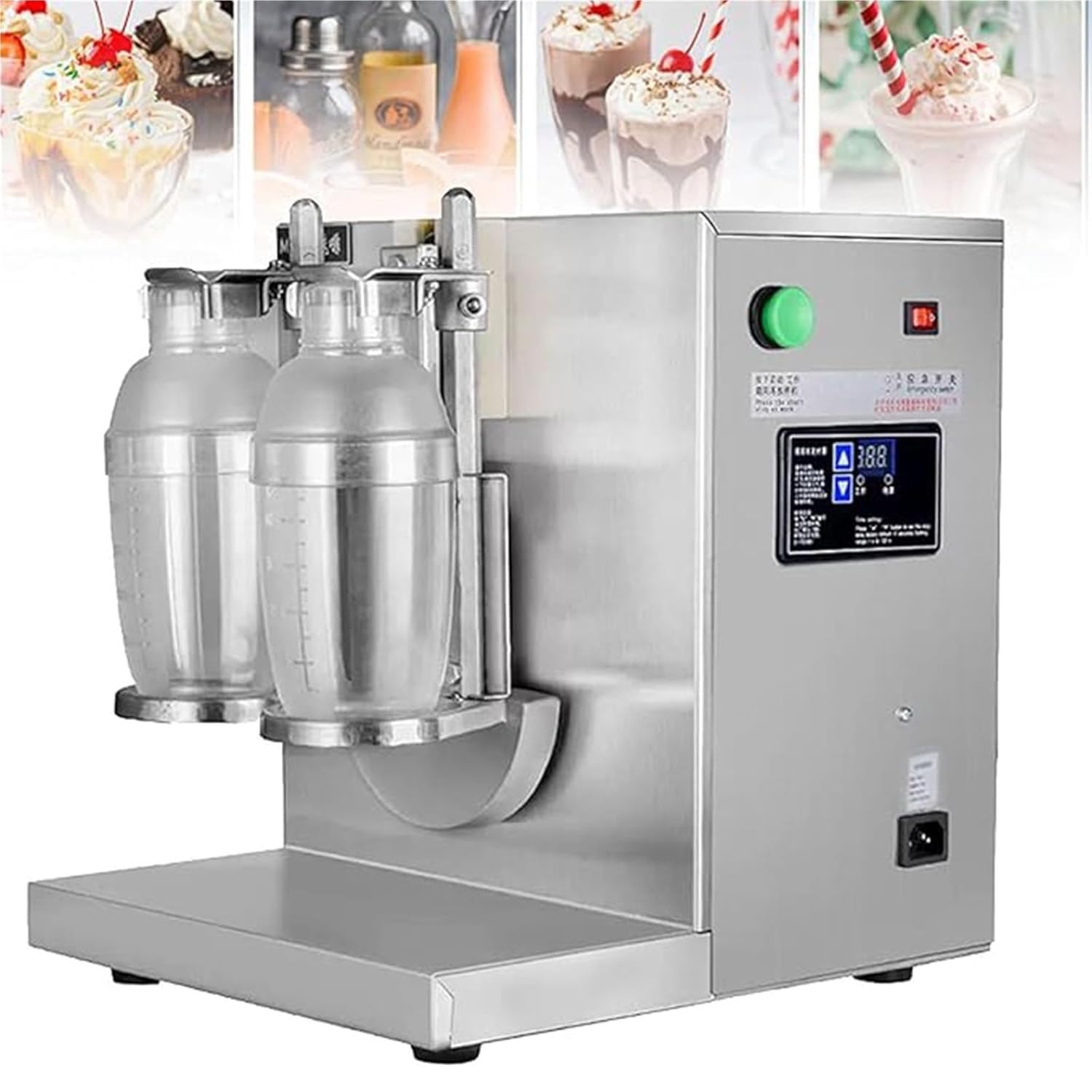 Electric Double Frame, Automatic Milk Tea Shaking Machine, Electric Bubble Boba Shaker – 120W Commercial Tea Shaker Machine with 2×700ml PC Cups & 0-120s Timer for Juice, Wine, Milkshake & Coffee
