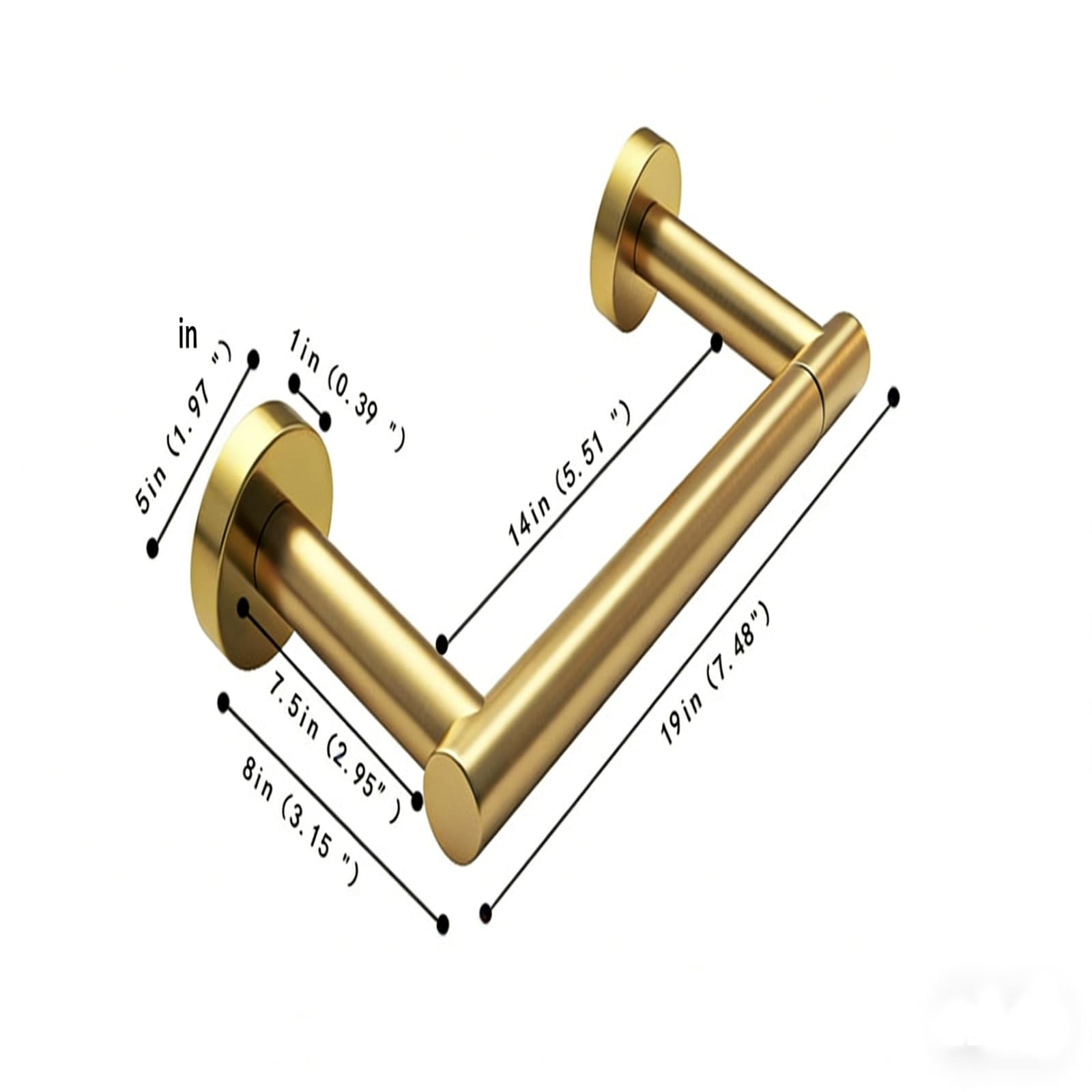 Portarotolo di Carta Igienica A Parete con Supporto Regolabile in Acciaio Inox, Nero, in Metallo 04, per Uso Domestico E Commerciale. color2