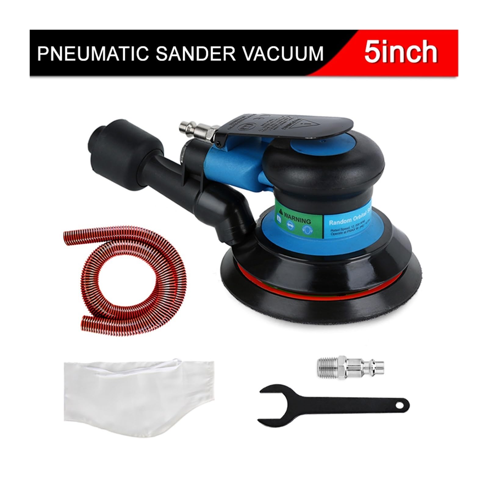 Lijadora de aire neumática de 5 pulgadas, herramienta pulidora, amoladora de Palma Orbital aleatoria for el cuidado de la pintura del coche, eliminación de óxido Alta eficiencia para madera, compuesto