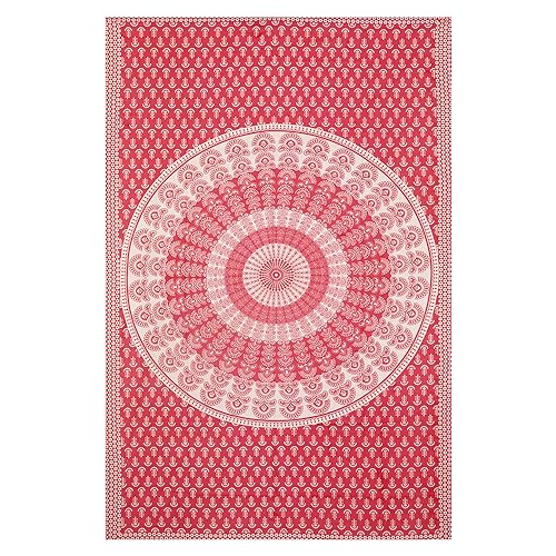 Image of RajasthaniKart Comfort Rajasthani Jaipuri Traditional Sanganeri Print 144 TC 100% Cotton Single Bedsheet with 1 Pillow Cover SB-258 (Pink)