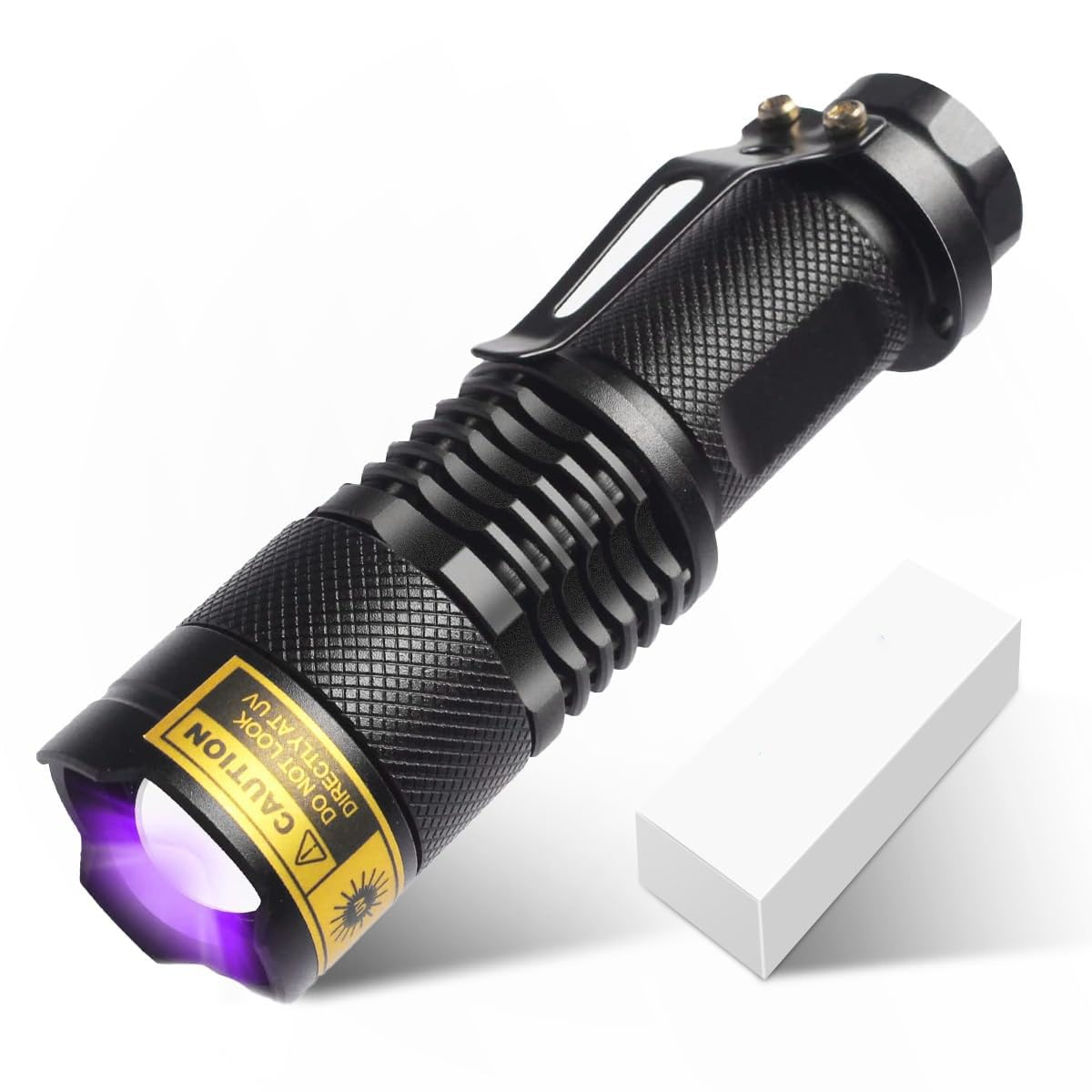 Khazna Light Ultraviolet LED Flashlight Blacklight Portable Flashlight 395nm LED Black Light Mini Flashlights Detector Zoomable with Clip SK68(AA Batteries Not Included)