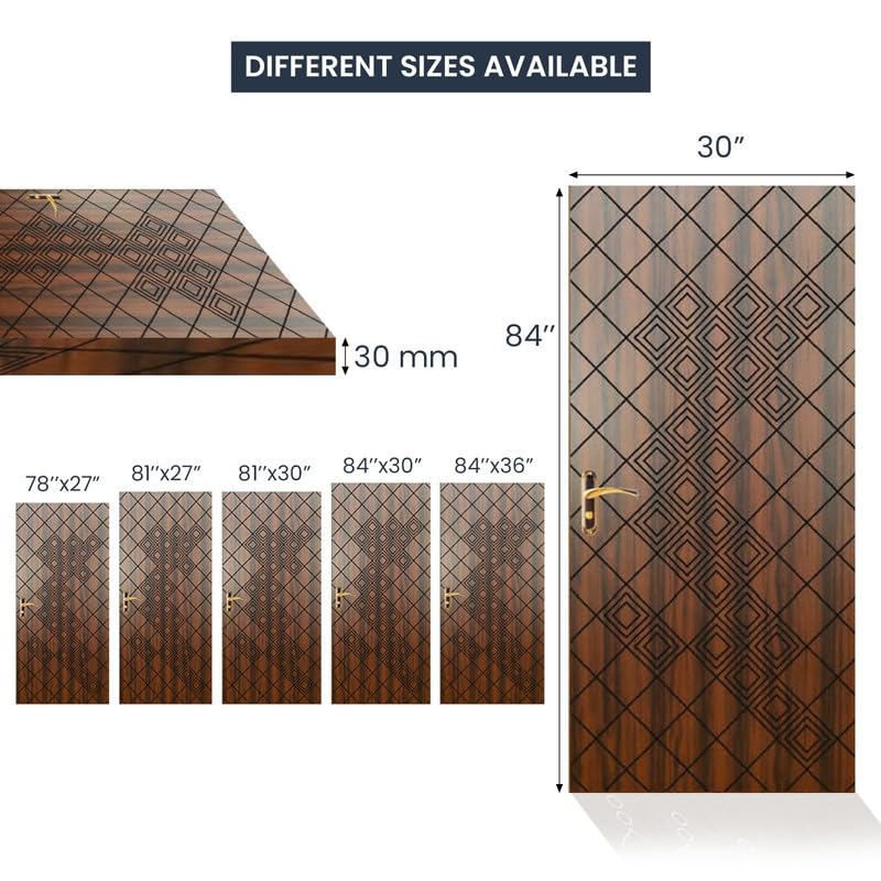 Image of Floresta WPC Door| European Technology| Actual WPC| Thickness 30mm| Size 84x30| Weight 27kg| 550 kg /m Density| Life Time Warranty Termite /Borer-Water /Moisture Proof, Fire Retardant| Eco Friendly