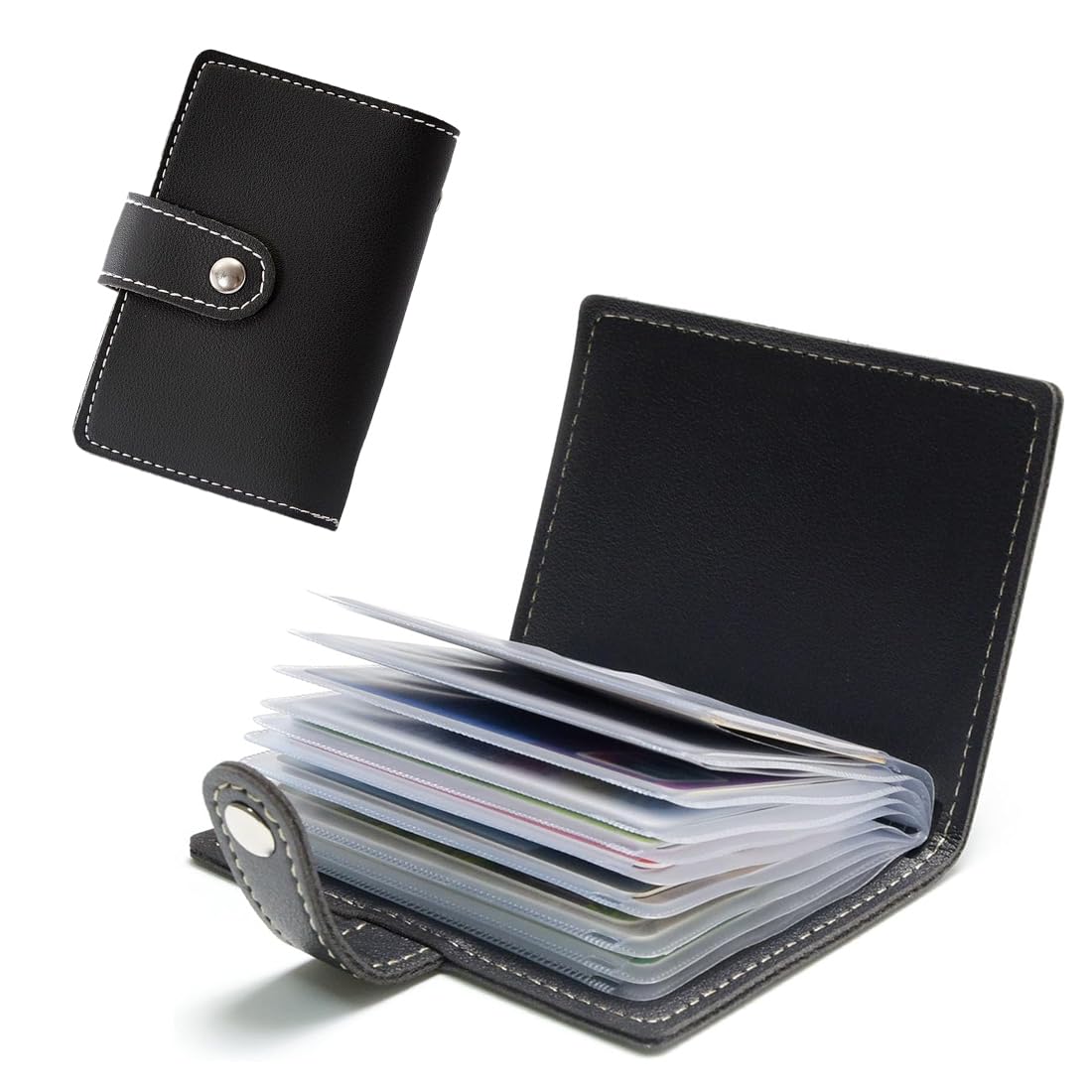 Visitekaartjes ringband, visitekaartjesmap, visitekaarthouder voor 180 kaarten, voor klantenkaarten, creditcards, visitekaartjesboek, waterdicht, zwart, 1 stuk